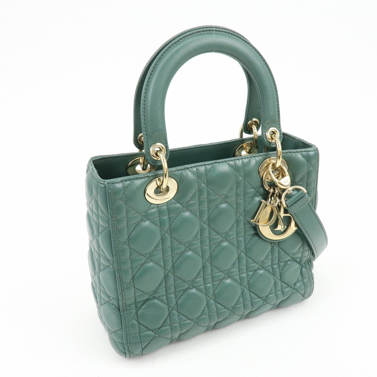 Christian Dior Lady Dior Green Leather Handbag (Pre-Owned)