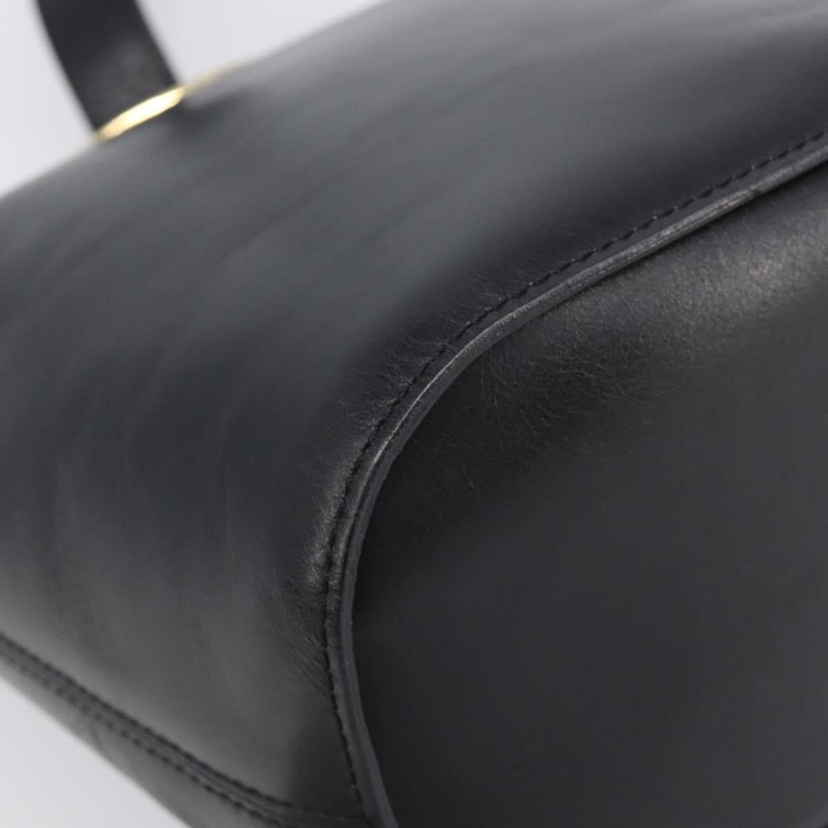 Celine Shoulder Bag Circle Logo Leather Black Leather Shoulder Bag Bag (Pre-Owned)