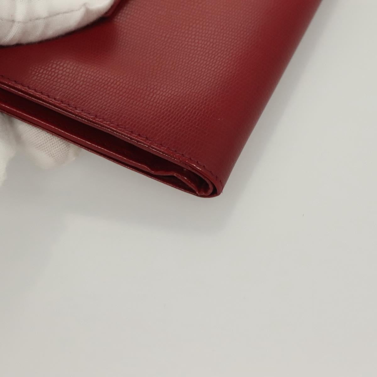 Celine Circle Logo Compact Leather Red Leather Wallets Accessory (Pre-Owned)