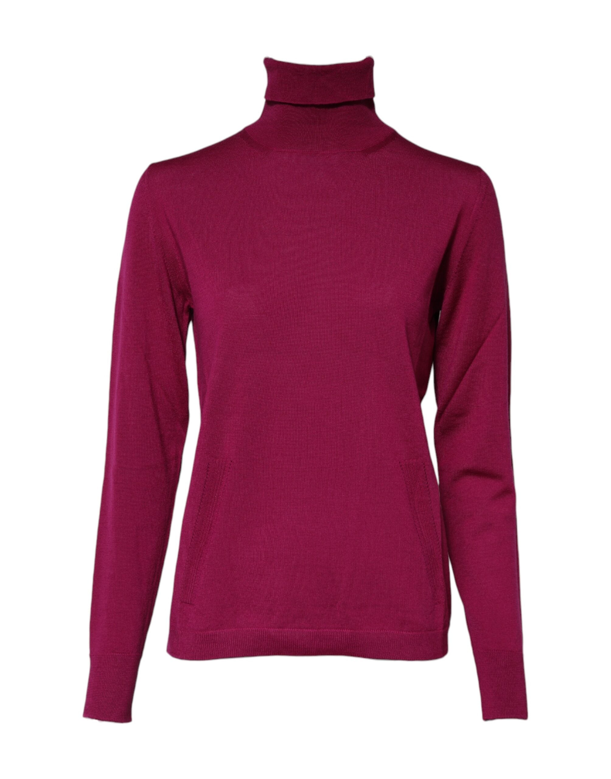 Dolce & Gabbana Fuchsia Wool Long Sleeves Turtleneck Women's Sweater