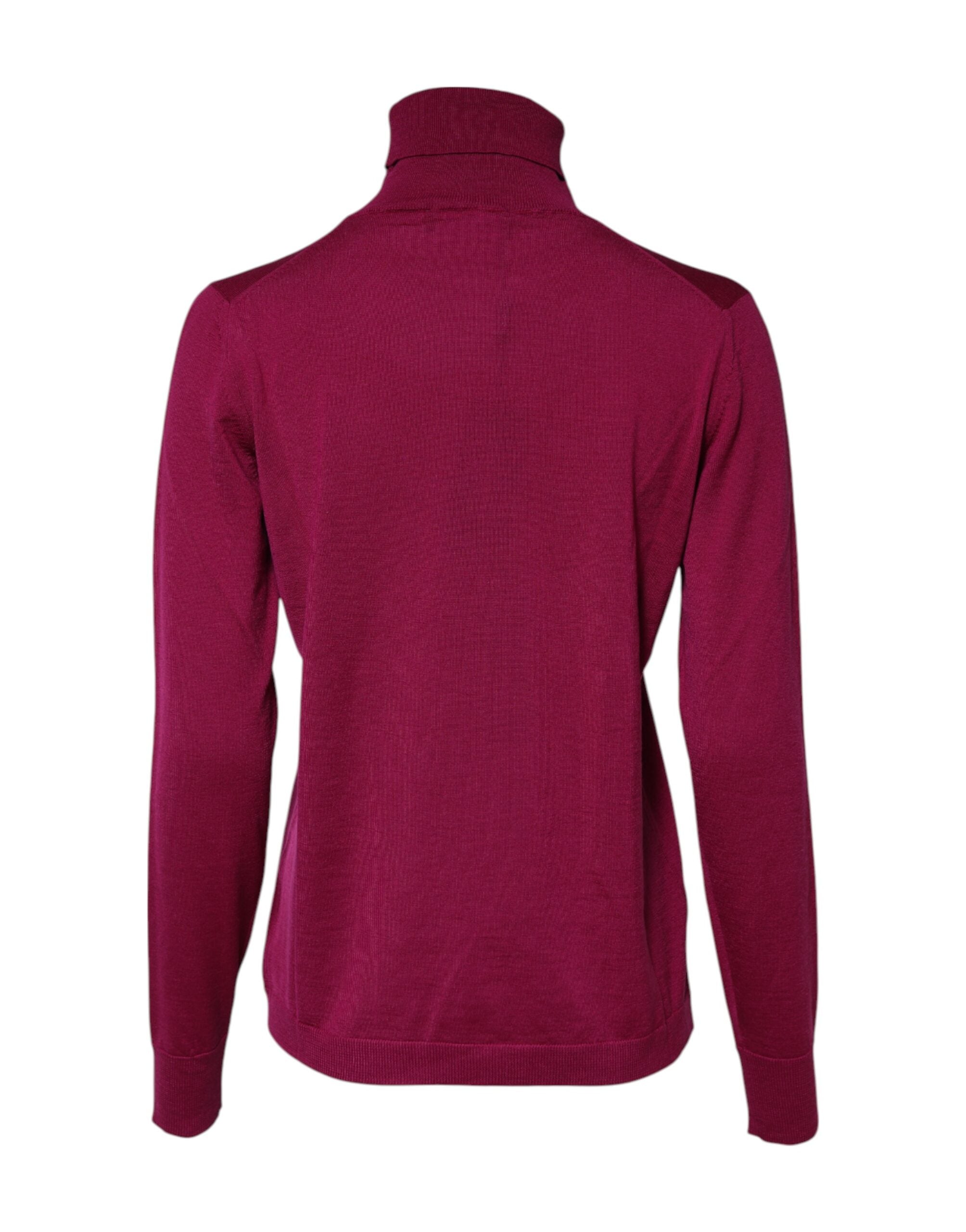 Dolce & Gabbana Fuchsia Wool Long Sleeves Turtleneck Women's Sweater