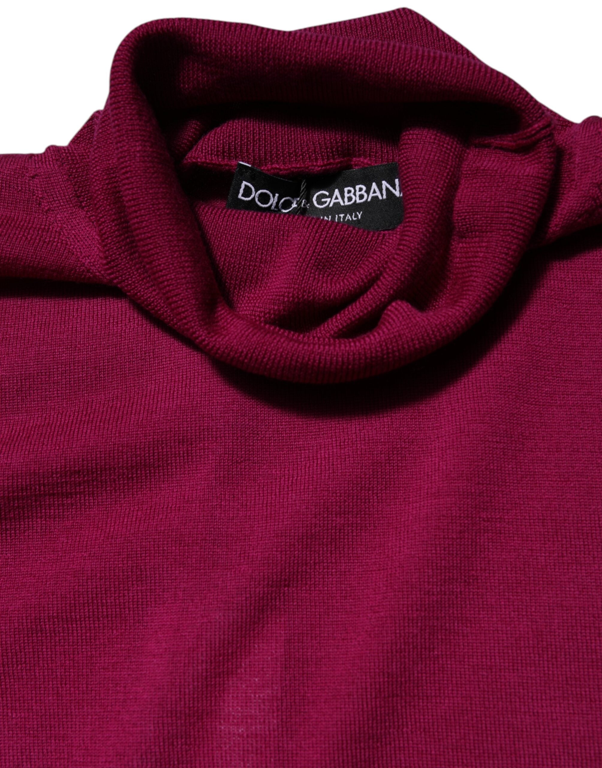 Dolce & Gabbana Fuchsia Wool Long Sleeves Turtleneck Women's Sweater