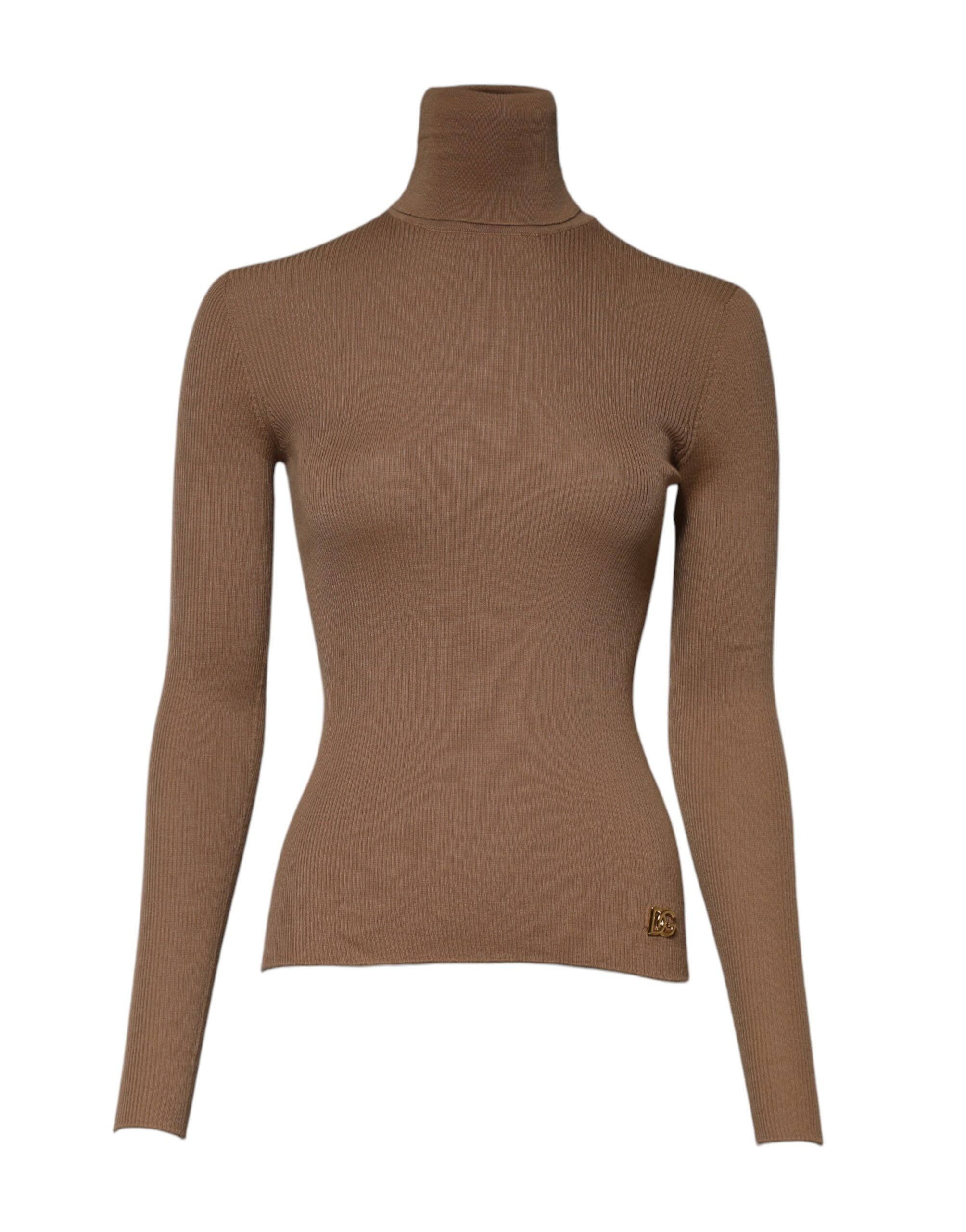 Dolce & Gabbana Brown Knit Long Sleeves Turtleneck Women's Sweater (Pre-Owned)