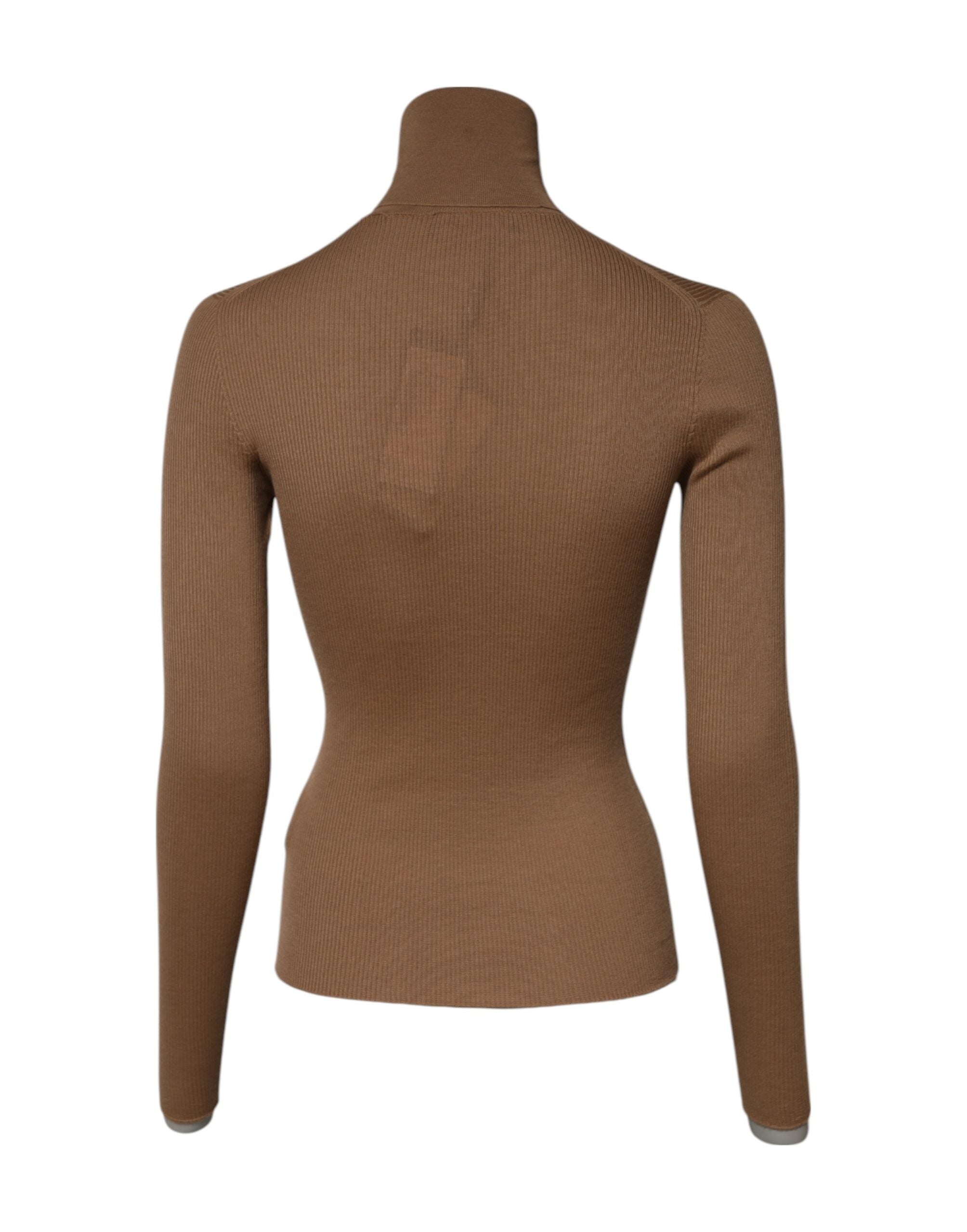 Dolce & Gabbana Brown Knit Long Sleeves Turtleneck Women's Sweater (Pre-Owned)