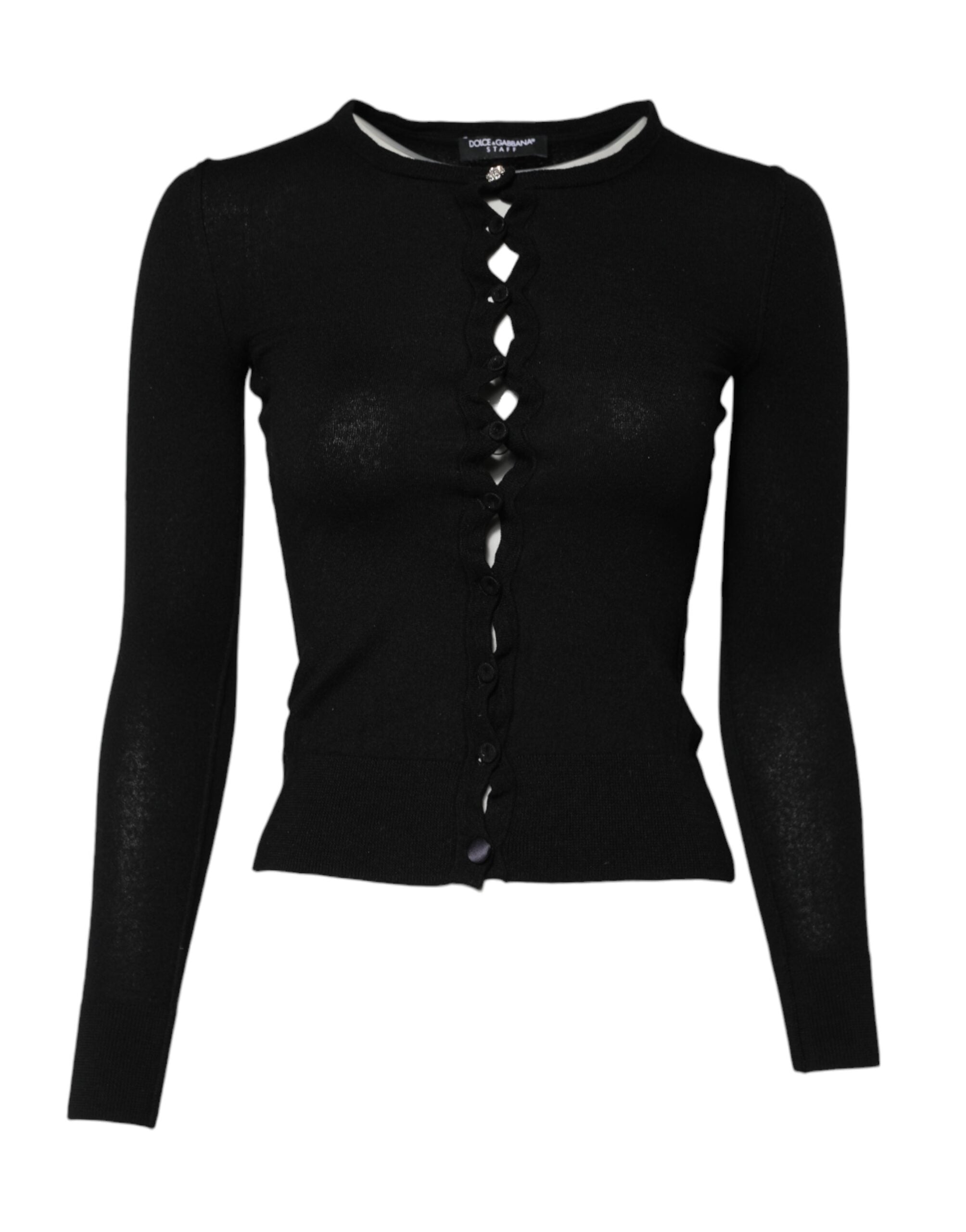 Dolce & Gabbana Black STAFF Round Neck Cardigan Women's Sweater (Pre-Owned)