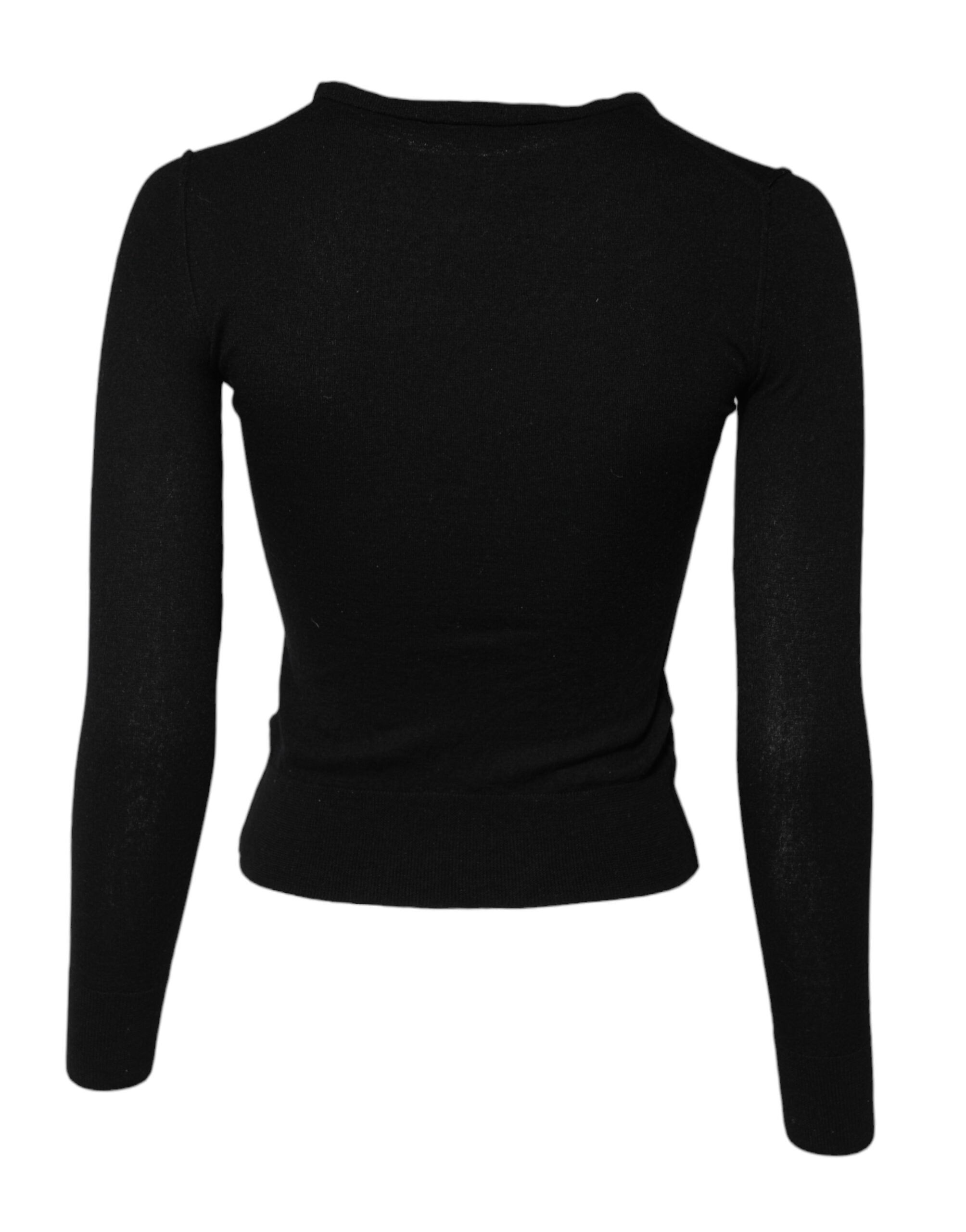 Dolce & Gabbana Black STAFF Round Neck Cardigan Women's Sweater (Pre-Owned)