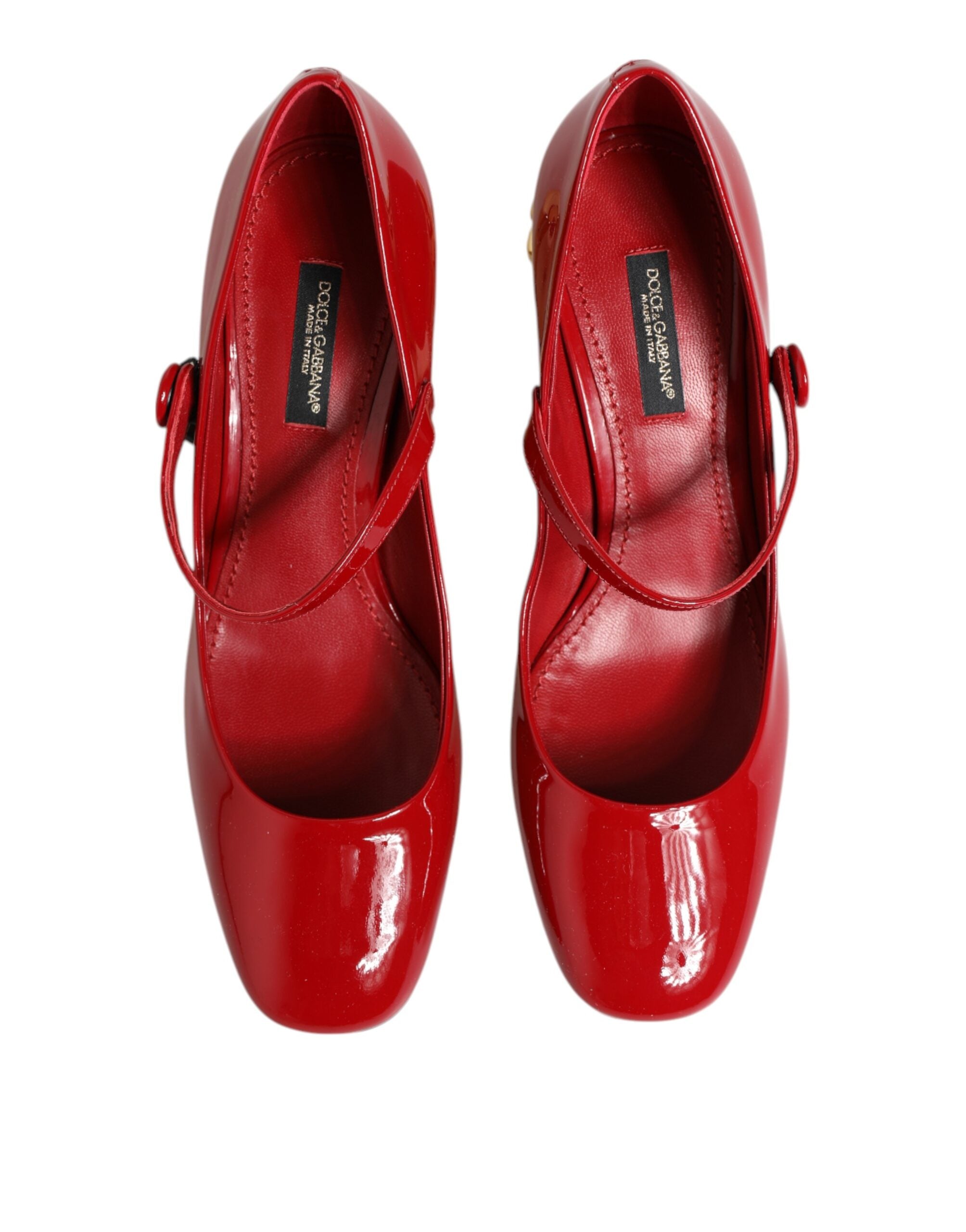 Dolce & Gabbana Red Leather DG Logo Heels Sandals Women's Shoes