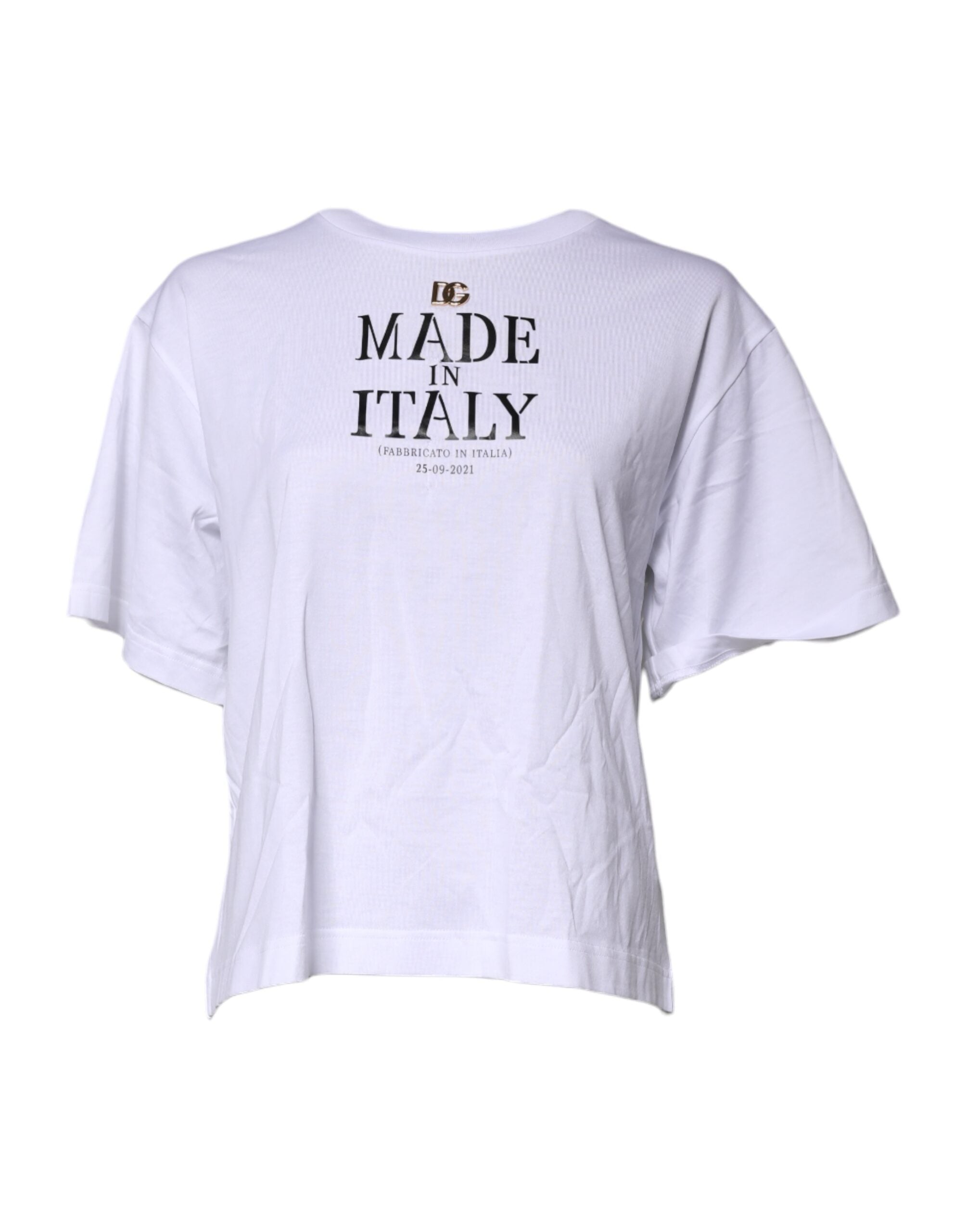 Dolce & Gabbana White Short Sleeves DG Logo Print Top Women's T-shirt (Pre-Owned)