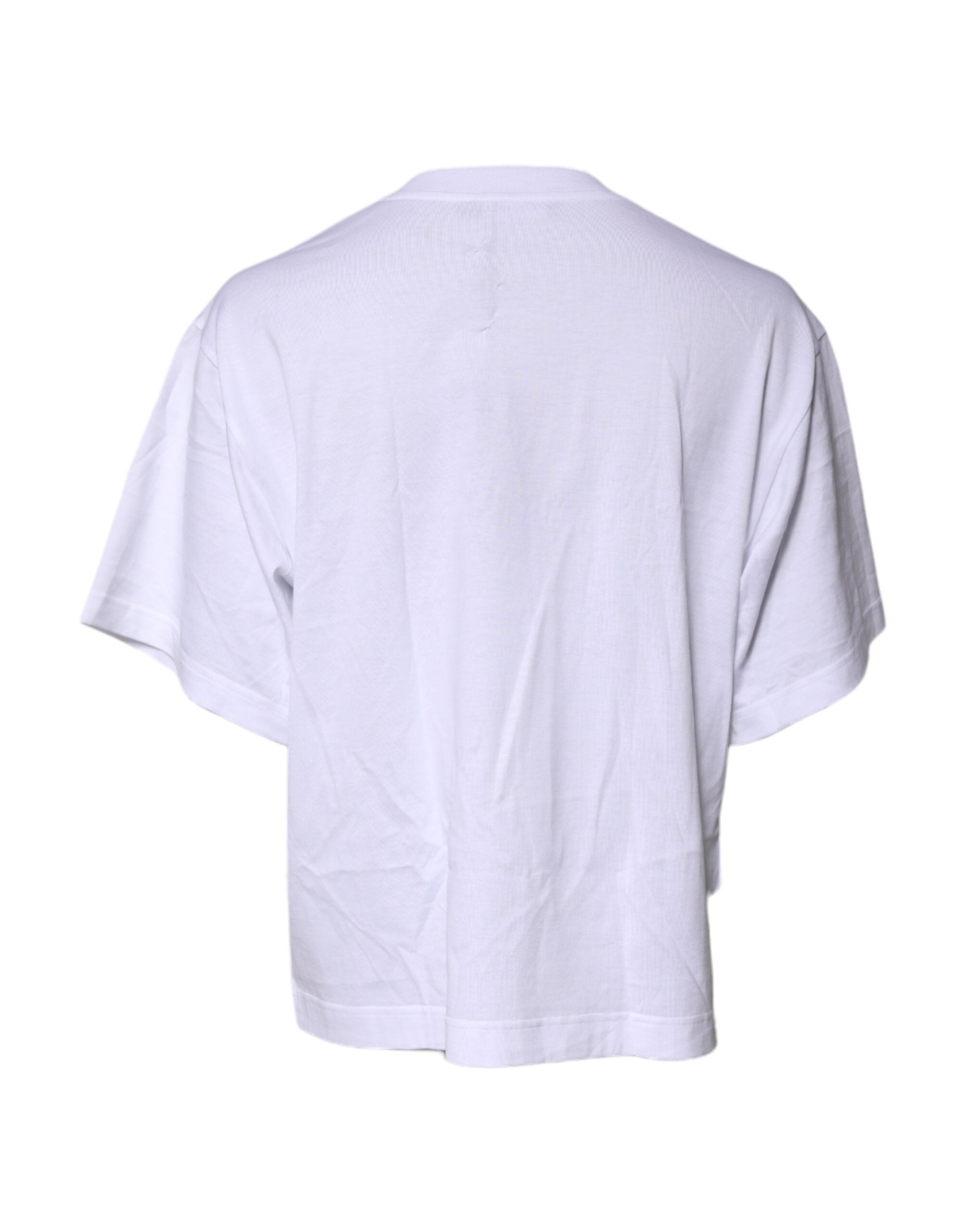 Dolce & Gabbana White Short Sleeves DG Logo Print Top Women's T-shirt (Pre-Owned)