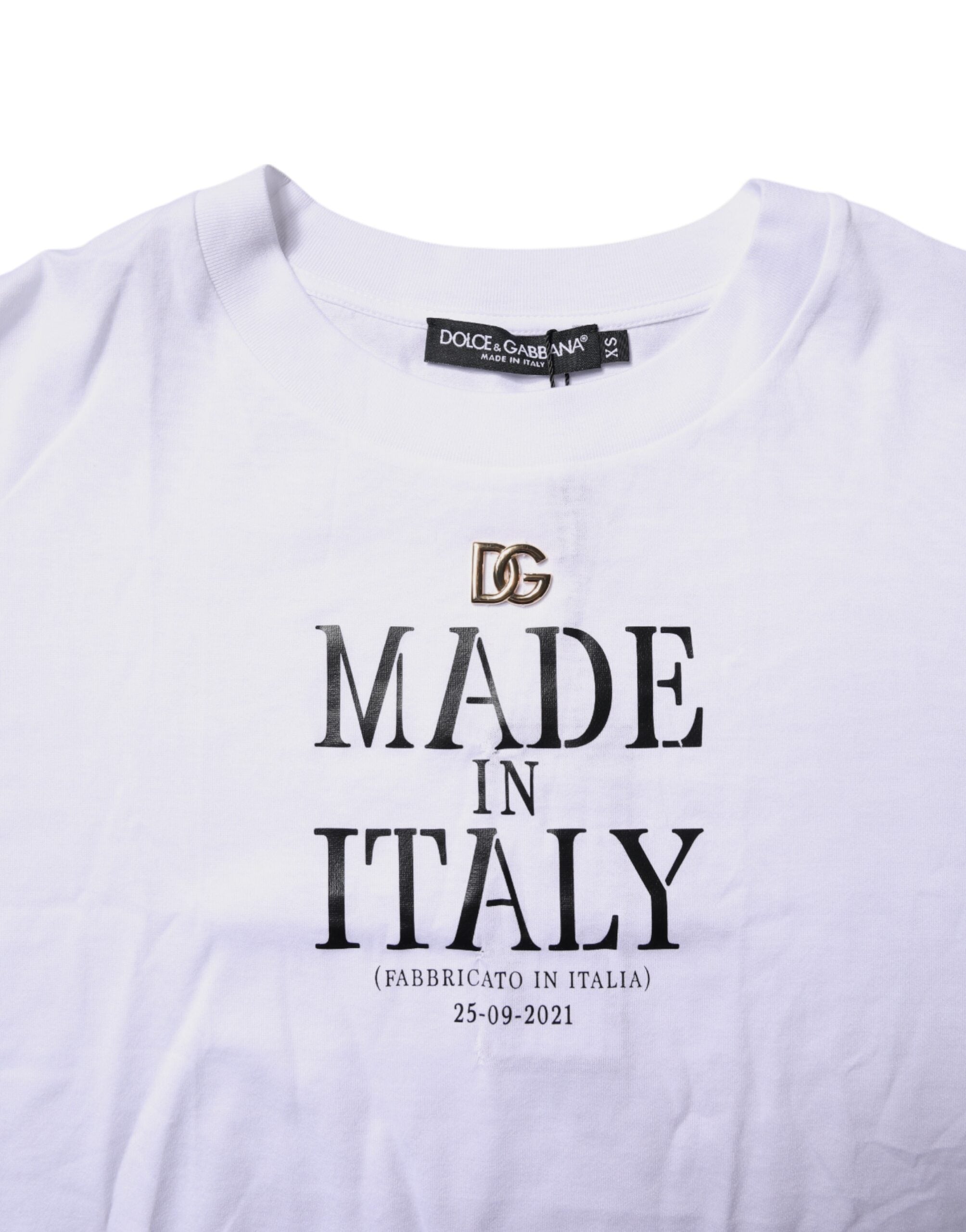 Dolce & Gabbana White Short Sleeves DG Logo Print Top Women's T-shirt (Pre-Owned)
