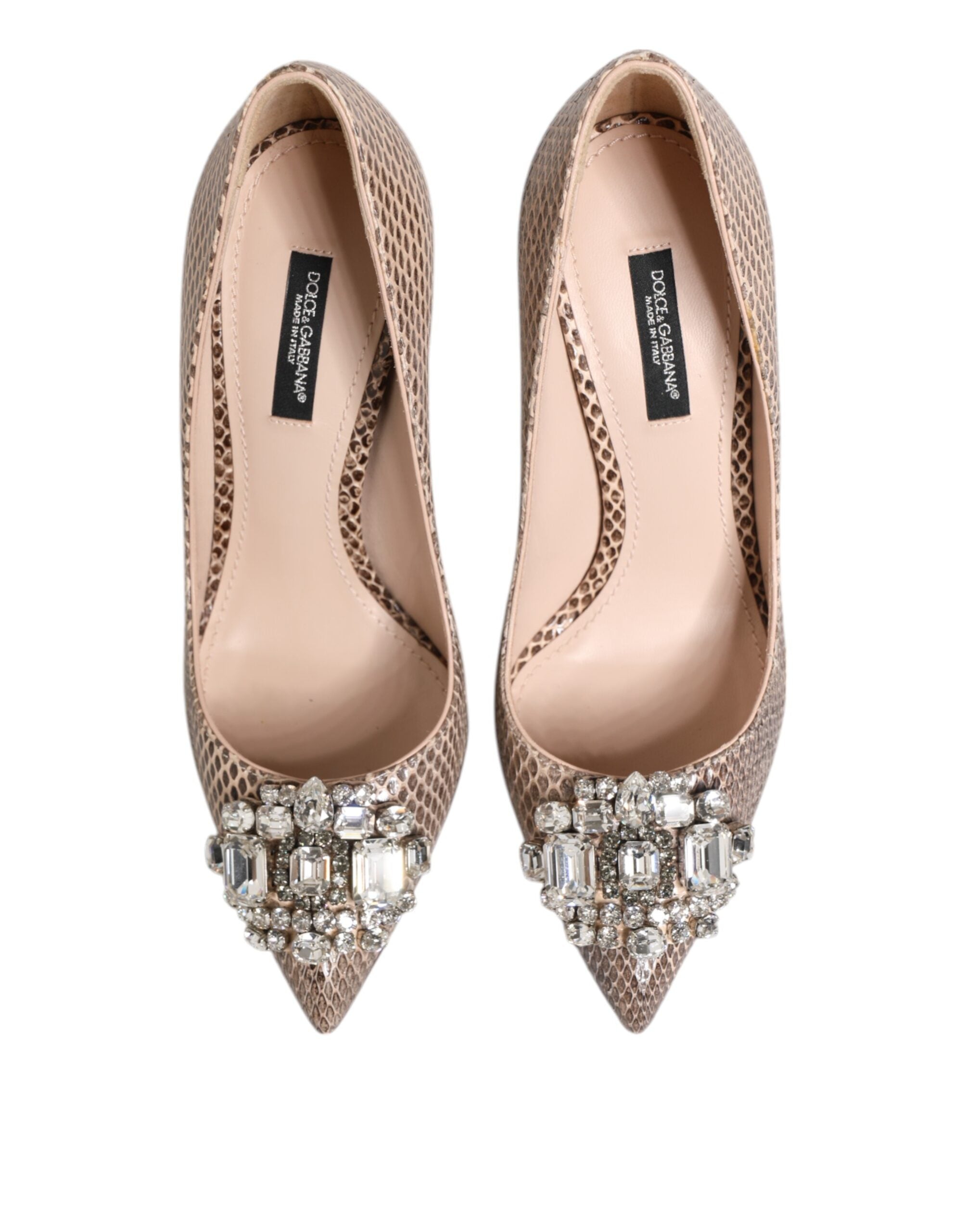 Dolce & Gabbana Beige Leather Crystal Embellished Pumps Women's Shoes (Pre-Owned)