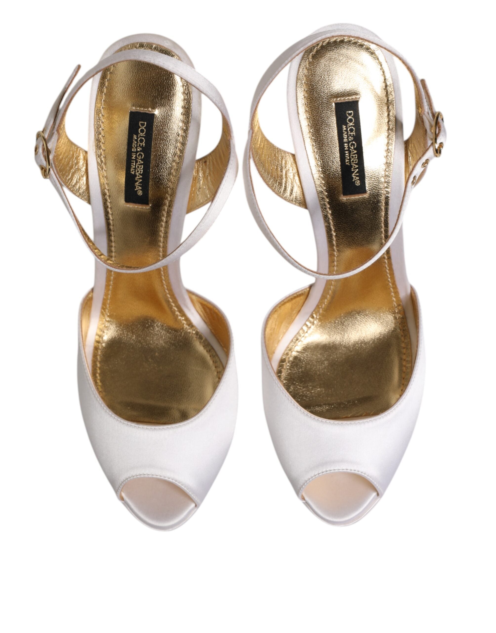 Dolce & Gabbana White Satin Platform Heels Sandals Women's Shoes (Pre-Owned)