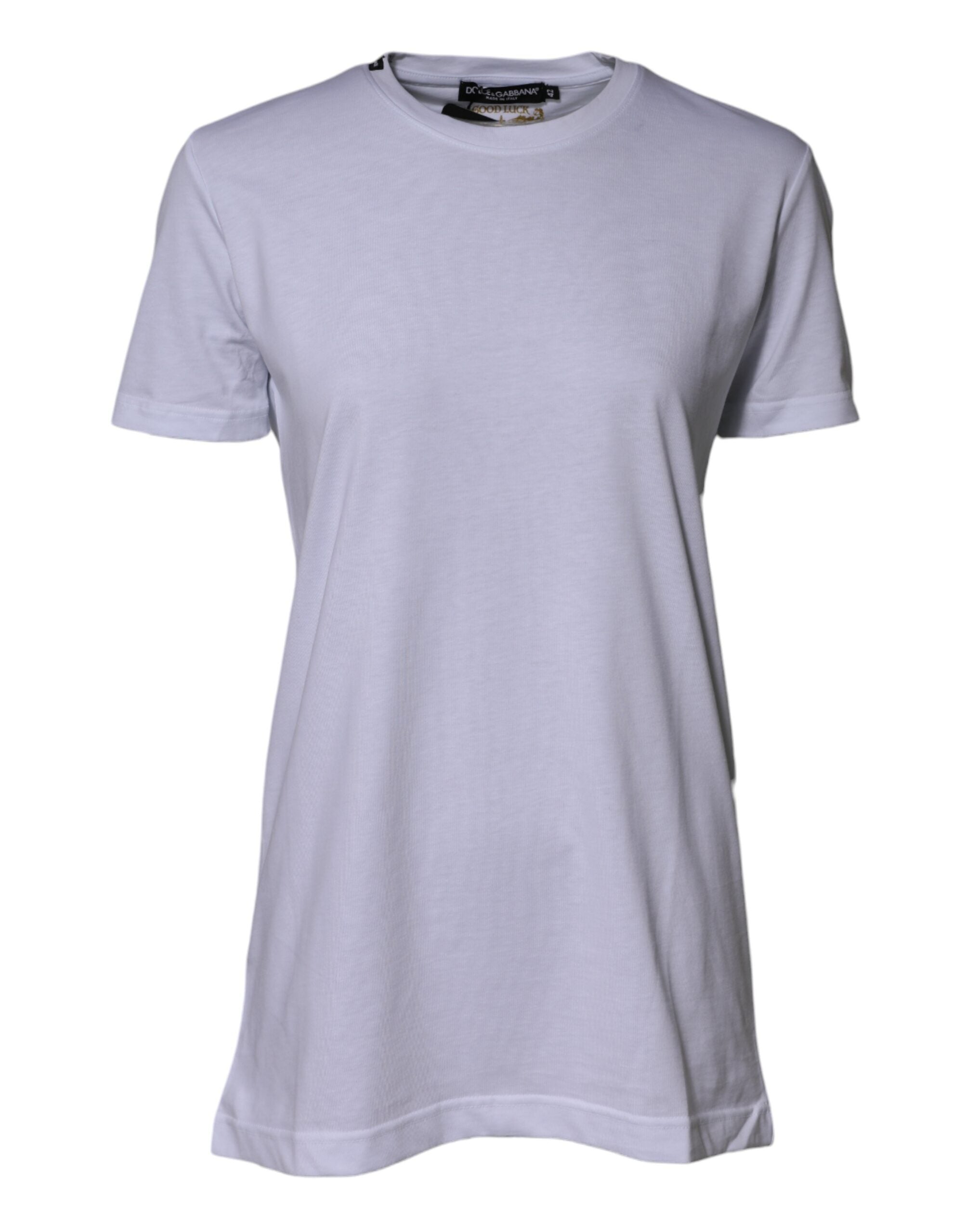 Dolce & Gabbana White Cotton Goodluck 2023 Crew Neck Women's T-shirt (Pre-Owned)