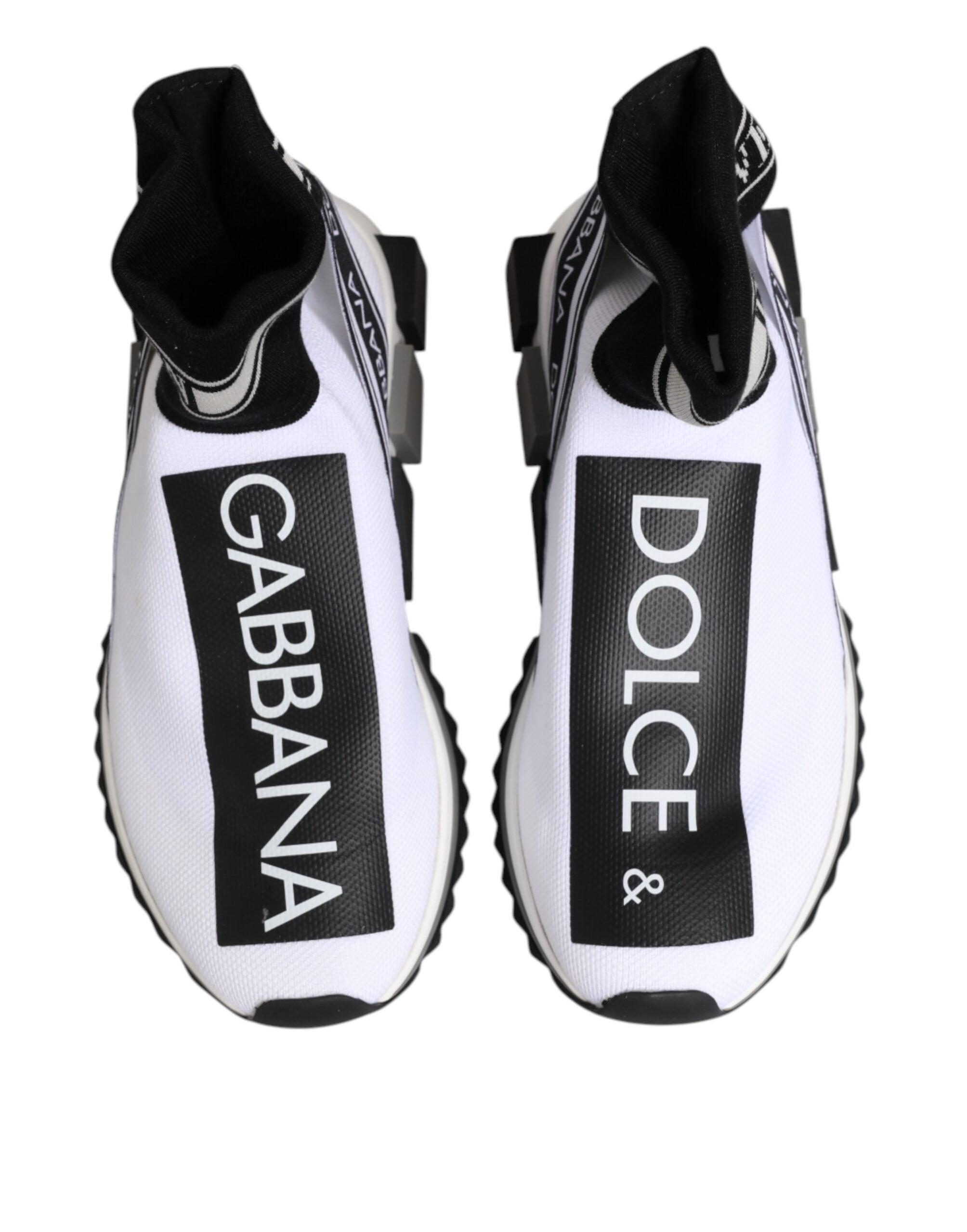 Dolce & Gabbana White Black Sorrento Socks Sneakers Women's Shoes