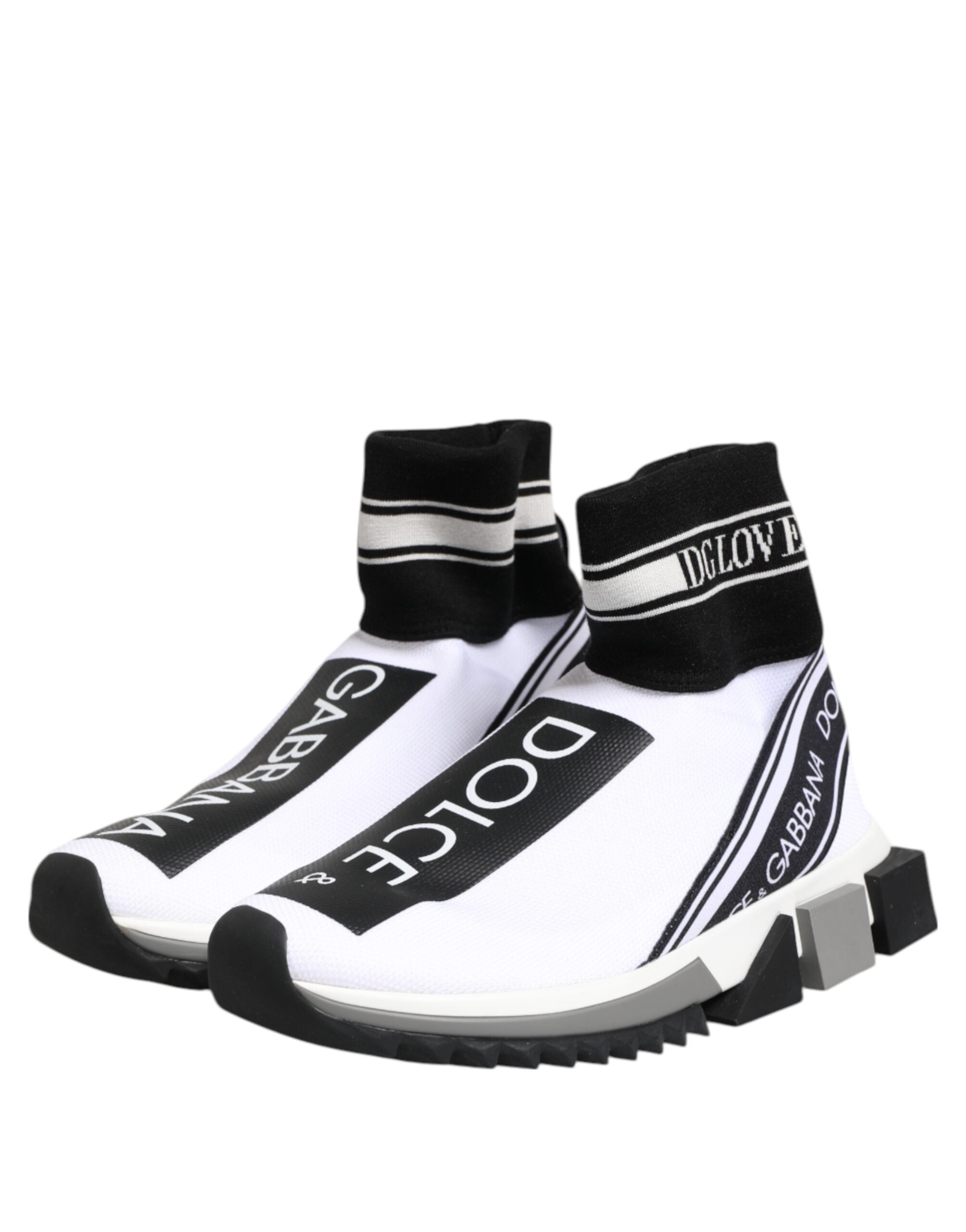 Dolce & Gabbana White Black Sorrento Socks Sneakers Women's Shoes