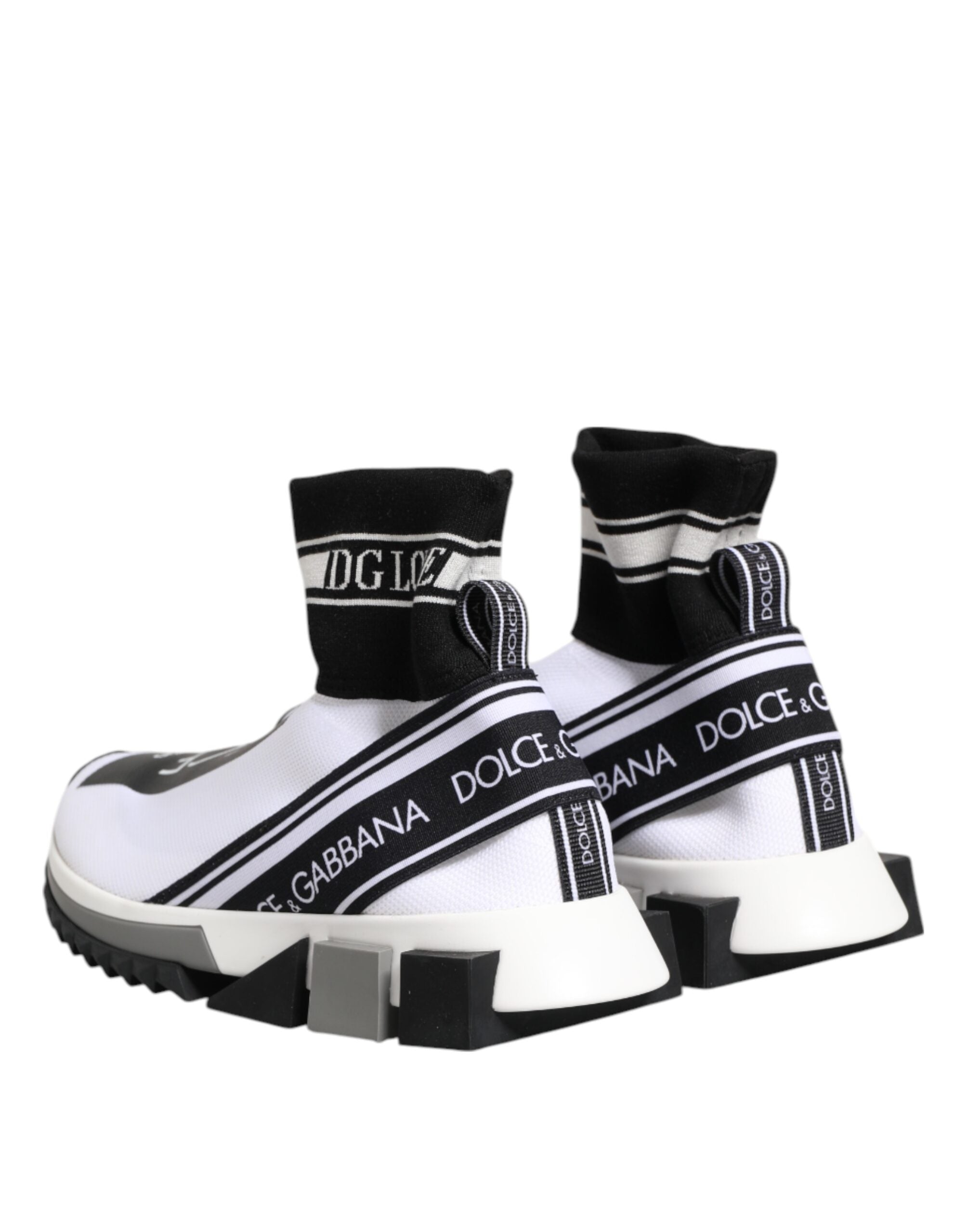 Dolce & Gabbana White Black Sorrento Socks Sneakers Women's Shoes