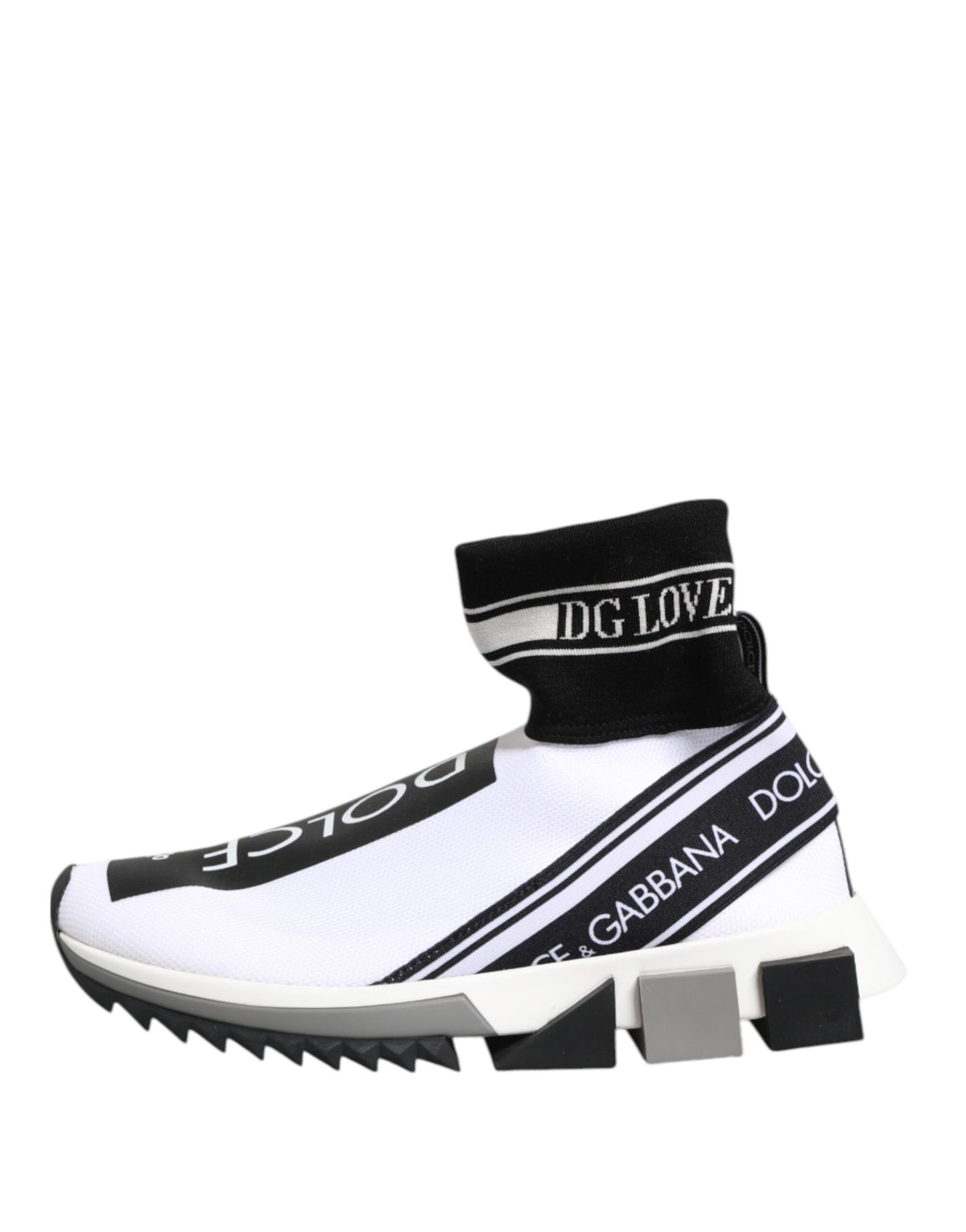 Dolce & Gabbana White Black Sorrento Socks Sneakers Women's Shoes
