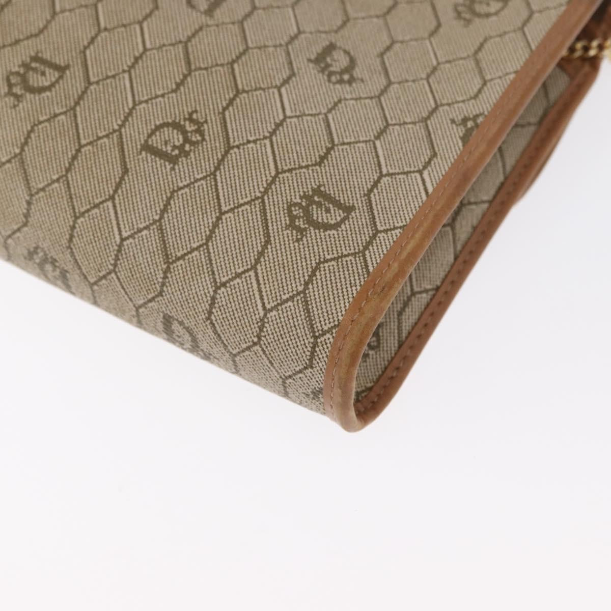 Christian Dior Vintage Honeycomb Chain Canvas Beige Canvas Shoulder Bag Bag (Pre-Owned)