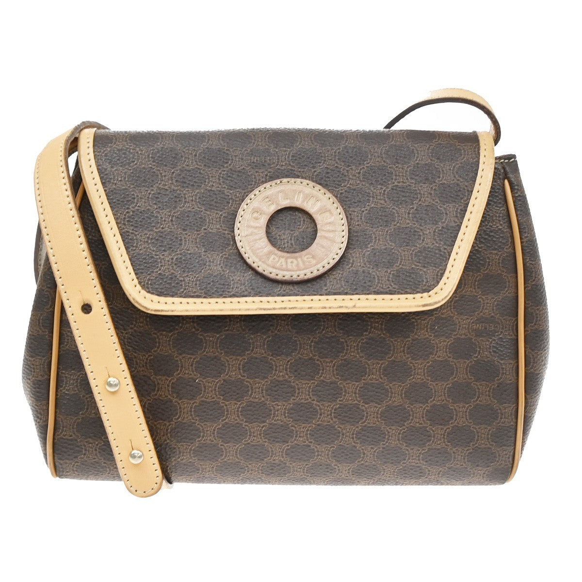 Celine Macadam Shoulder Canvas Brown Canvas Crossbody Bag Bag (Pre-Owned)