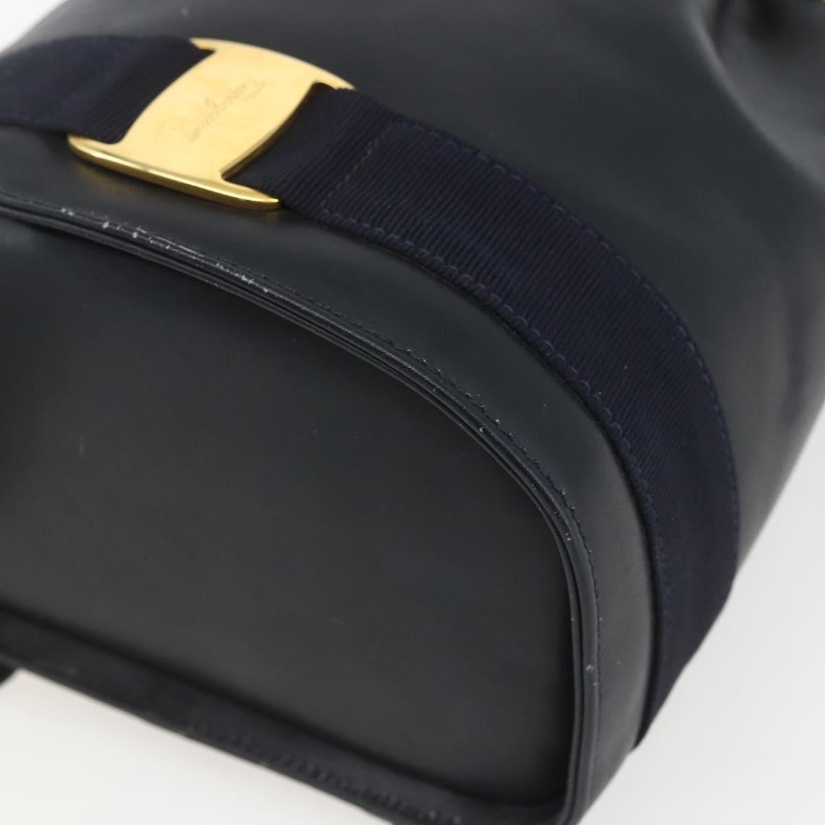 Salvatore Ferragamo Vala Leather Navy Leather Backpack Bag (Pre-Owned)