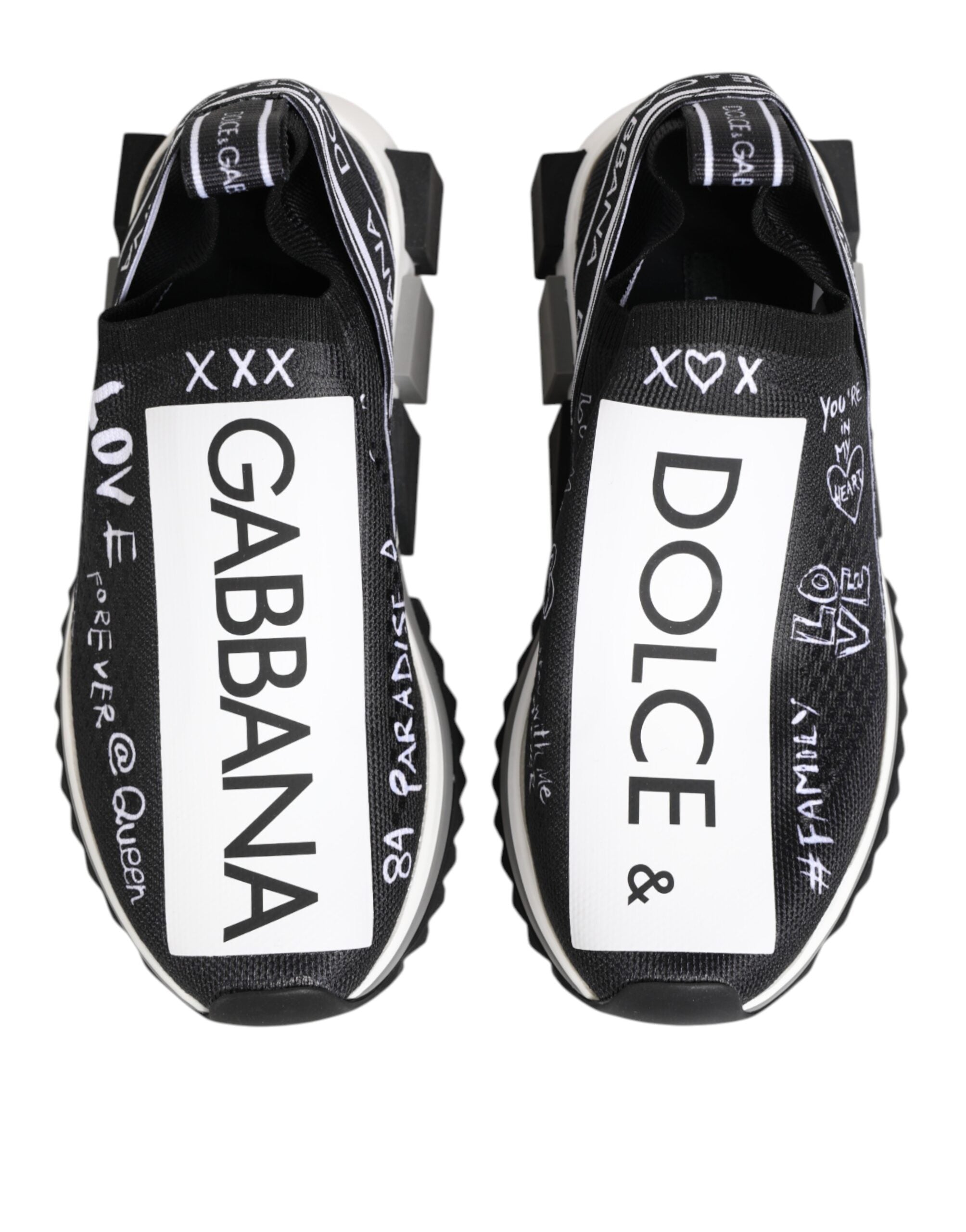 Dolce & Gabbana Black White Sorrento Low Top Sneakers Women's Shoes