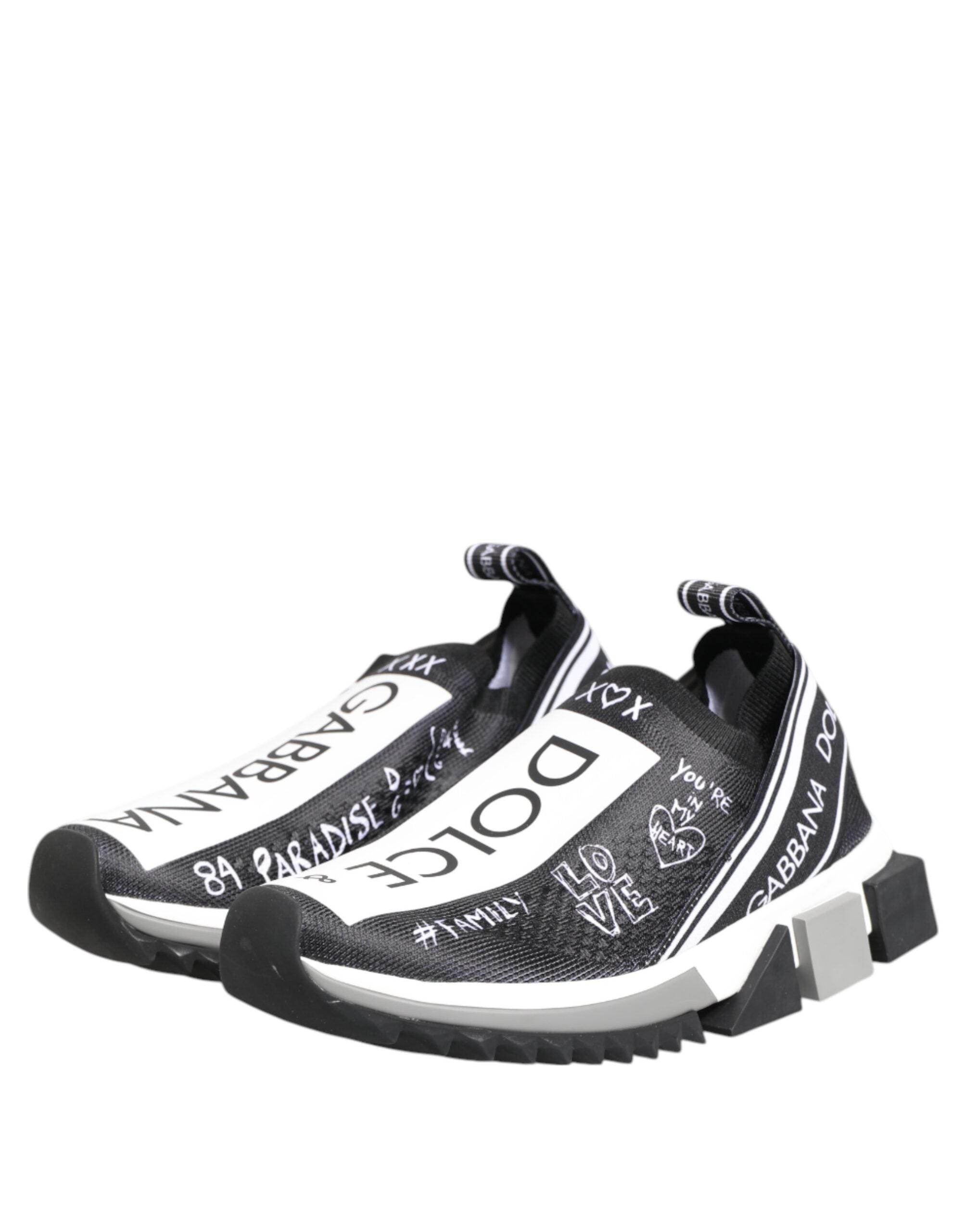Dolce & Gabbana Black White Sorrento Low Top Sneakers Women's Shoes