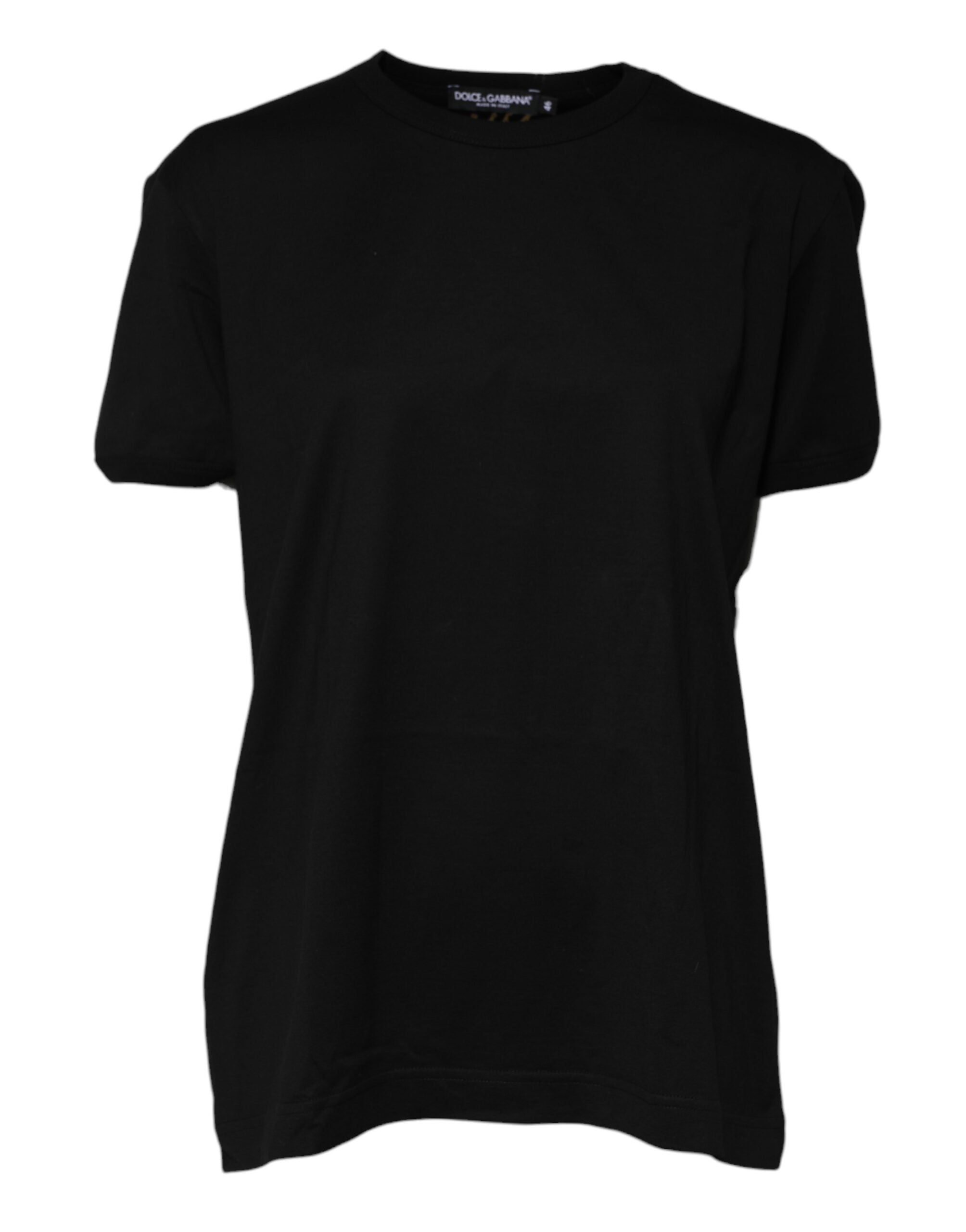 Dolce & Gabbana Black Cotton Goodluck Tee Crew Neck Women's T-shirt
