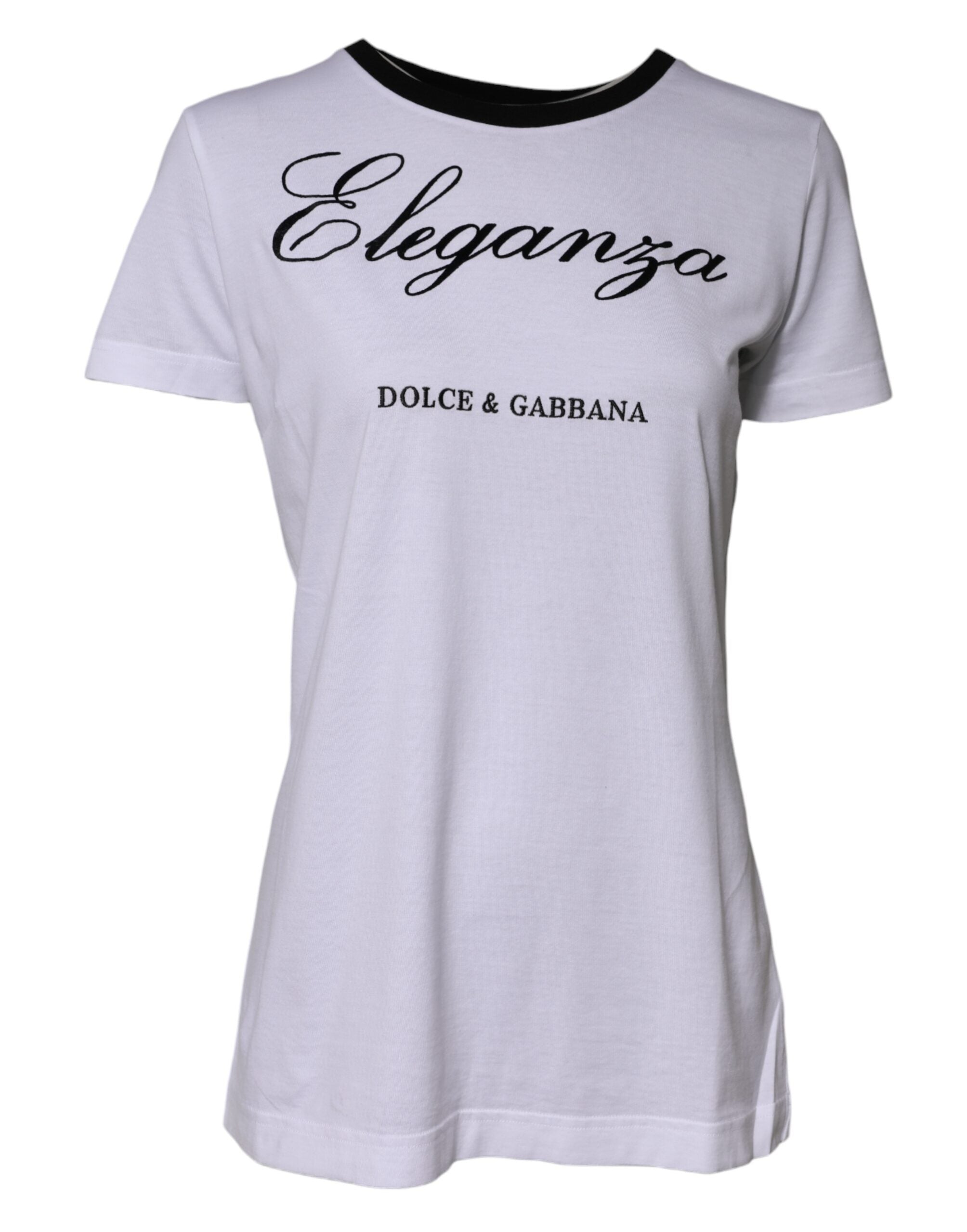 Dolce & Gabbana White Eleganza Cotton Crew Neck Tee Women's T-shirt (Pre-Owned)