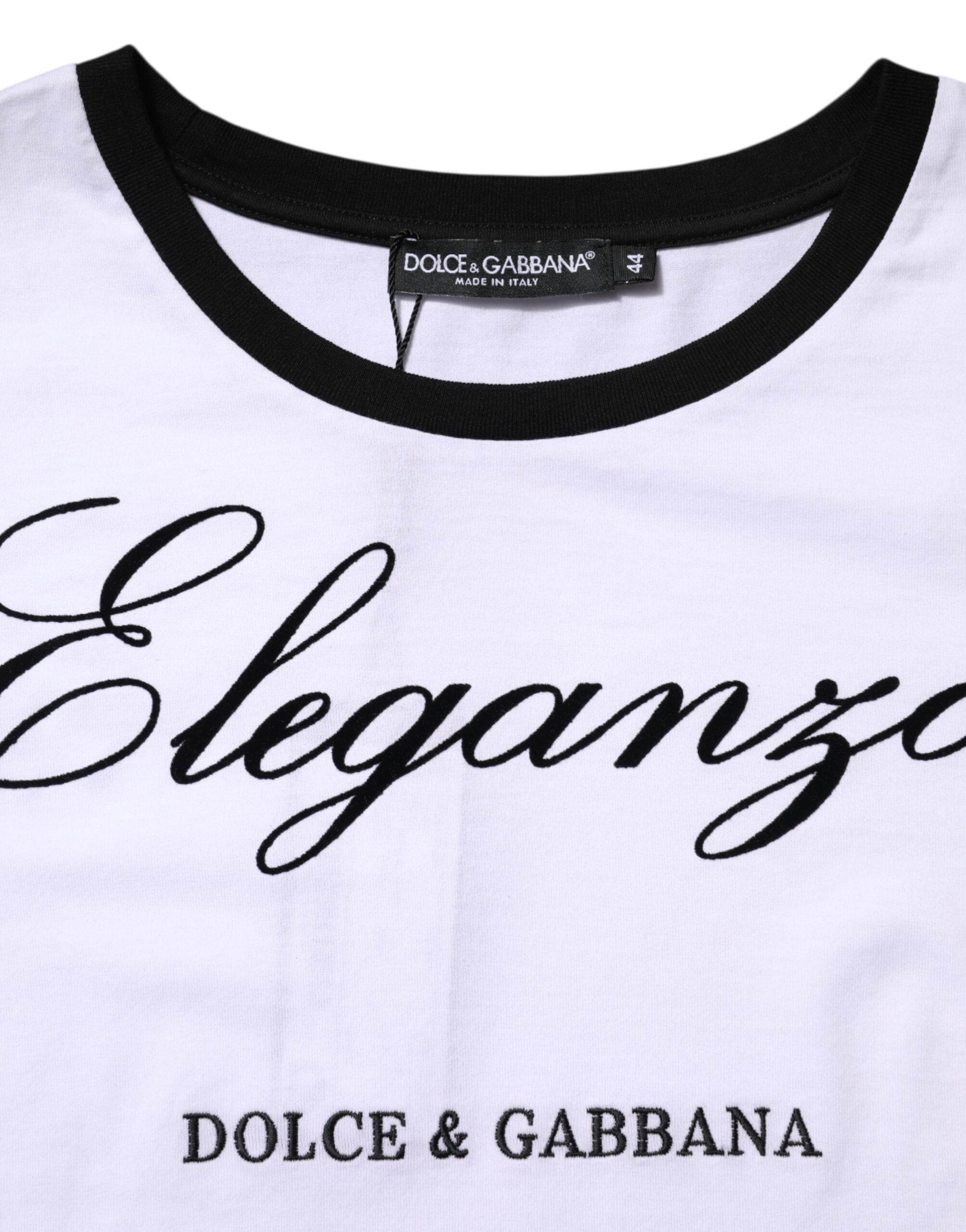 Dolce & Gabbana White Eleganza Cotton Crew Neck Tee Women's T-shirt (Pre-Owned)