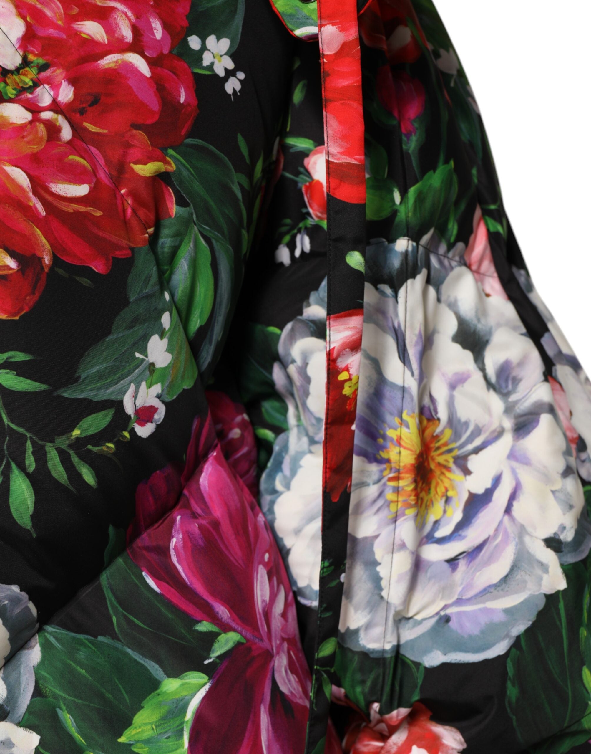 Dolce & Gabbana Multicolor Floral Hooded Puffer Coat Women's Jacket