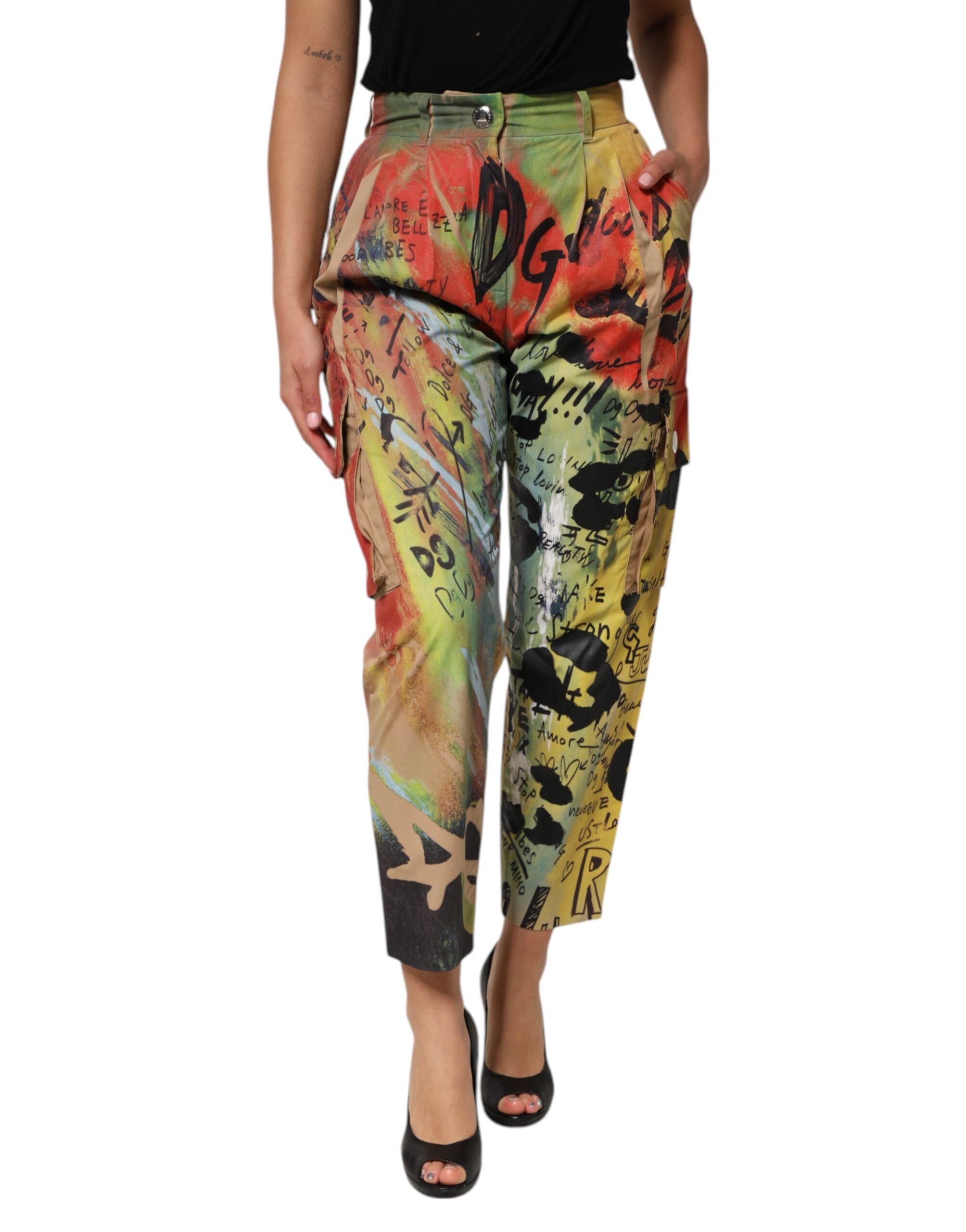 Dolce & Gabbana Multicolor High Waist Cargo Trouser Women's Pants (Pre-Owned)