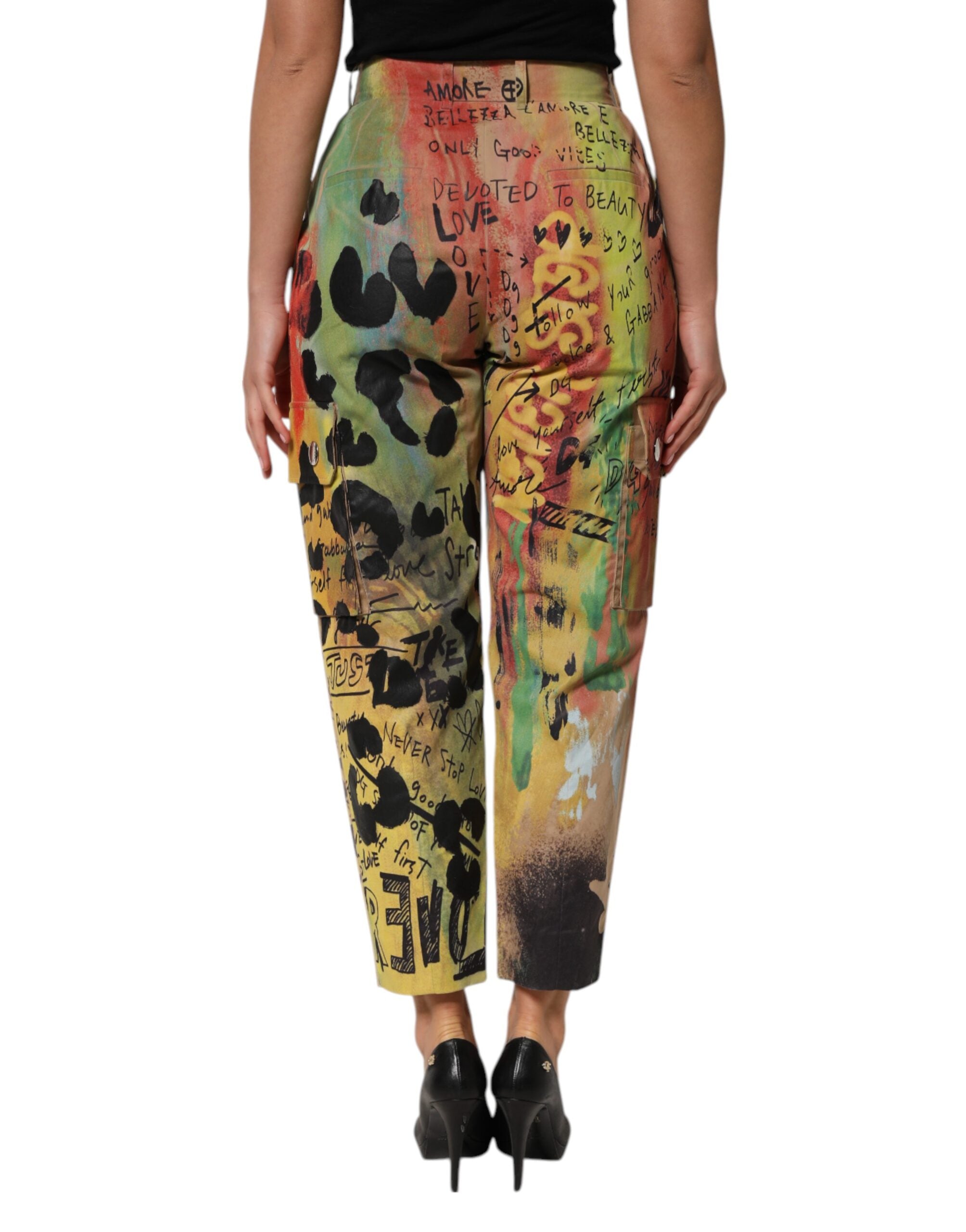 Dolce & Gabbana Multicolor High Waist Cargo Trouser Women's Pants (Pre-Owned)