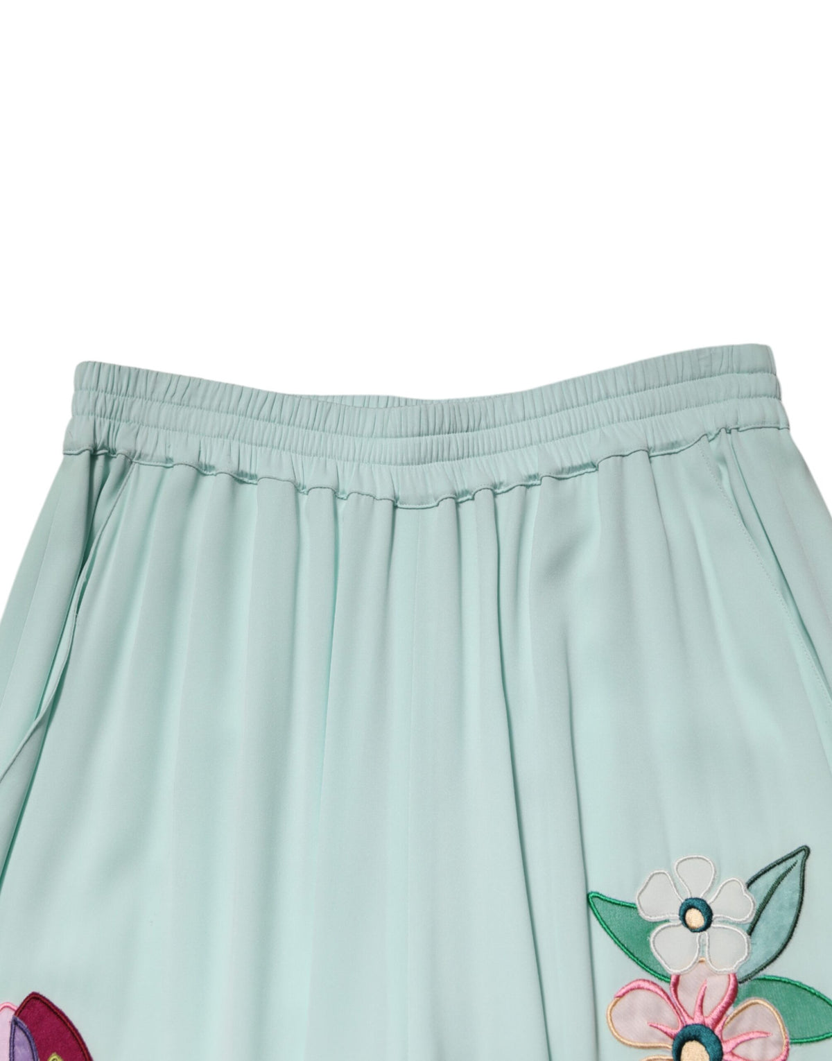Dolce & Gabbana Green Floral Garterized Straight Pajama Women's Pants