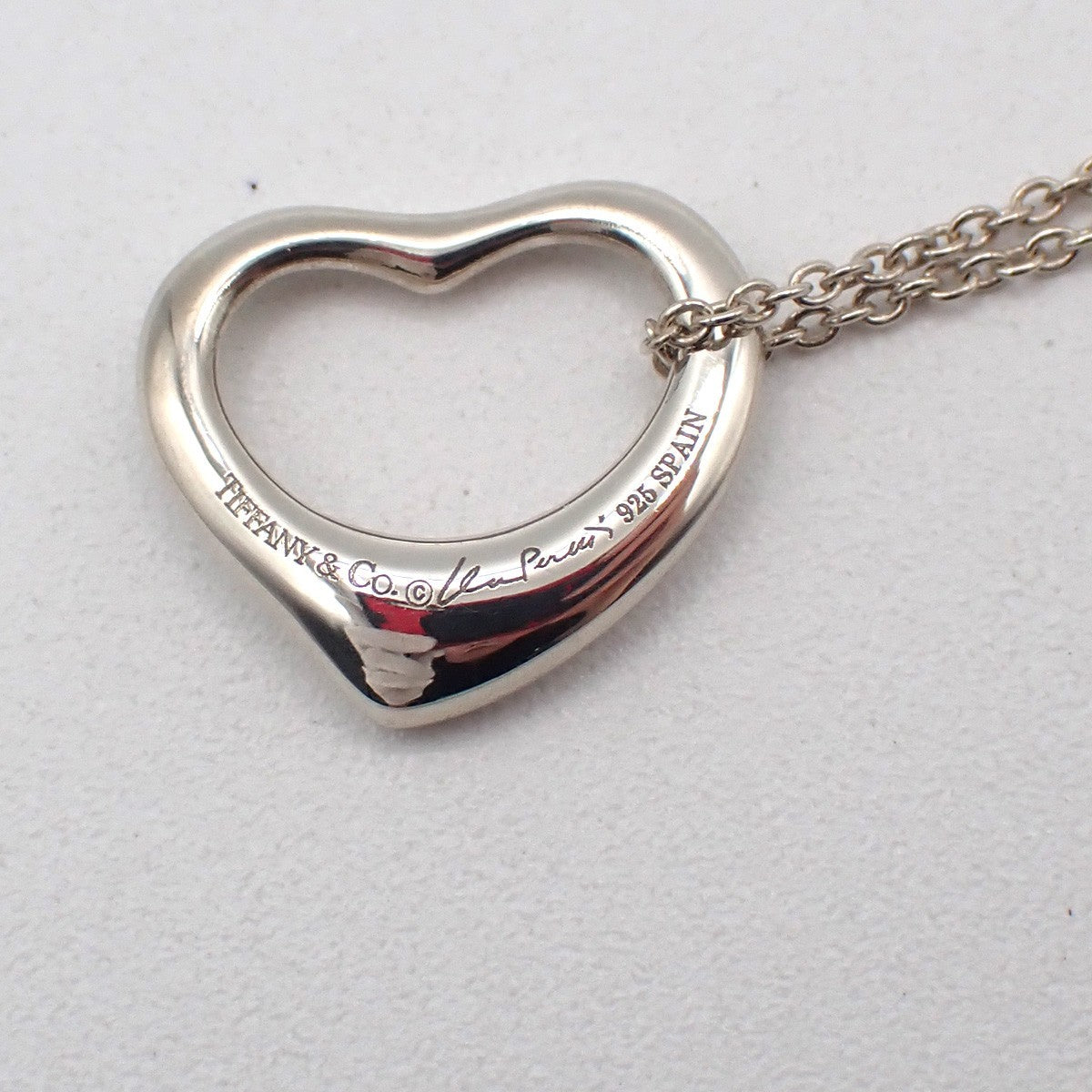 Tiffany & Co. Elsa Peretti Open Heart Pendant Sterling Silver Silver Silver Necklace Jewelry (Pre-Owned)