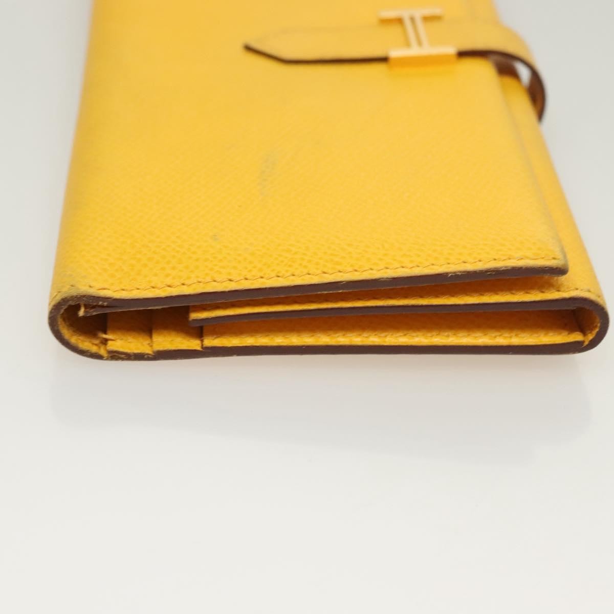 Hermes Bearn Epsom Yellow Leather Wallets Accessory (Pre-Owned)
