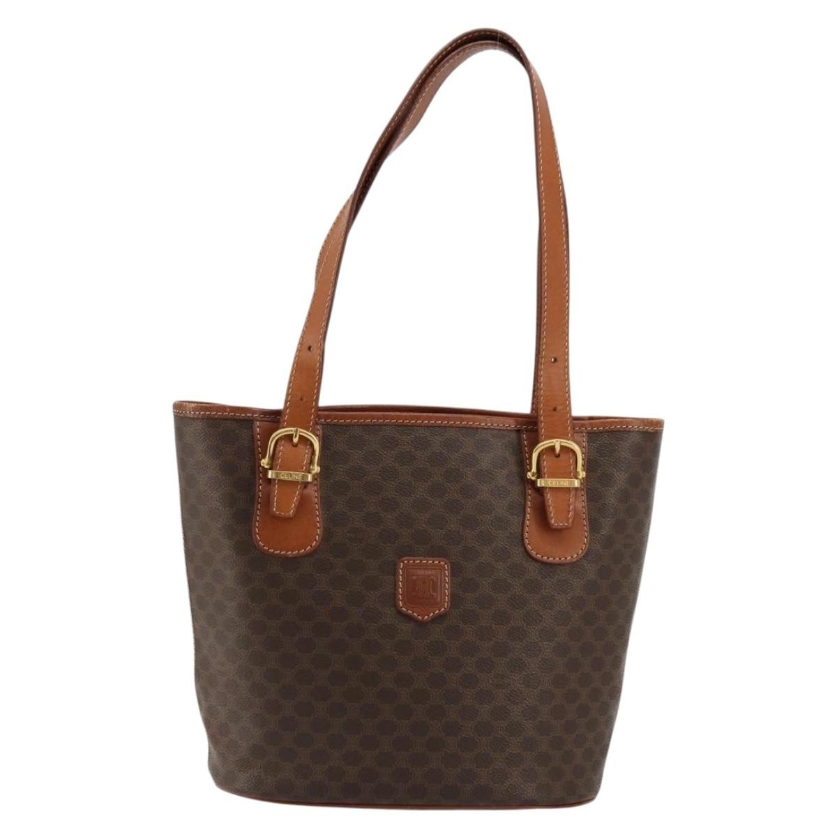 Celine Vintage Macadam Canvas And Leather Brown Canvas Tote Bag Bag (Pre-Owned)