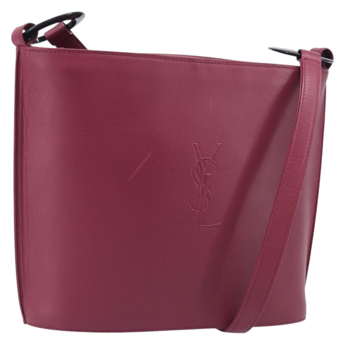 Saint Laurent Vintage Shoulder Bag Leather Burgundy Leather Shoulder Bag Bag (Pre-Owned)