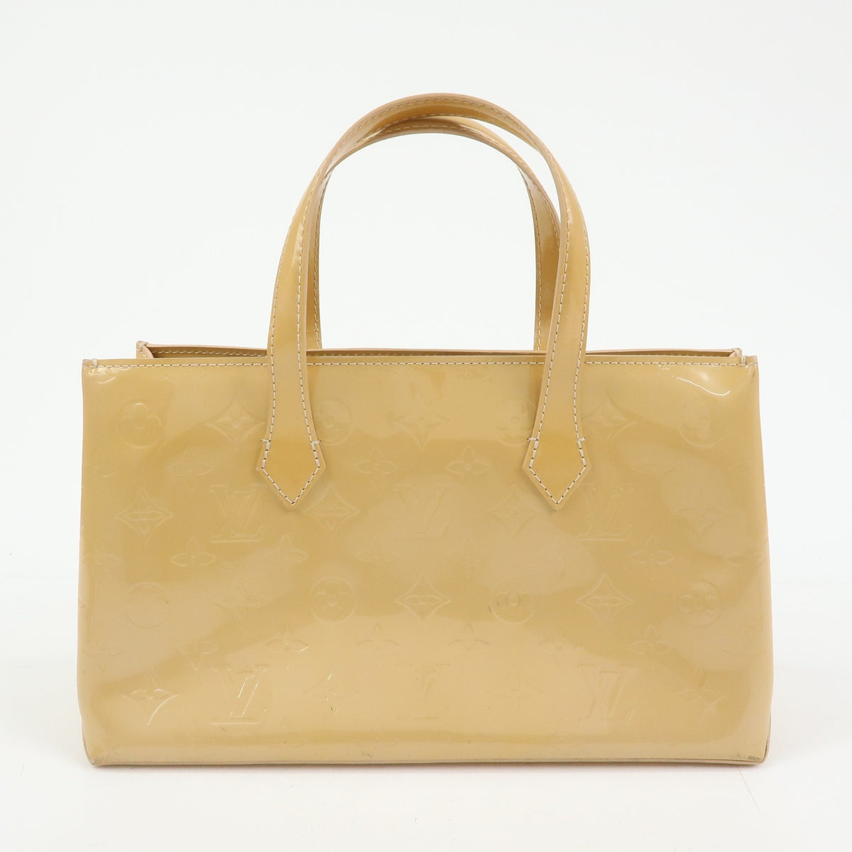 Louis Vuitton Wilshire Monogram Vernis Beige Patent_Leather Handbag (Pre-Owned)