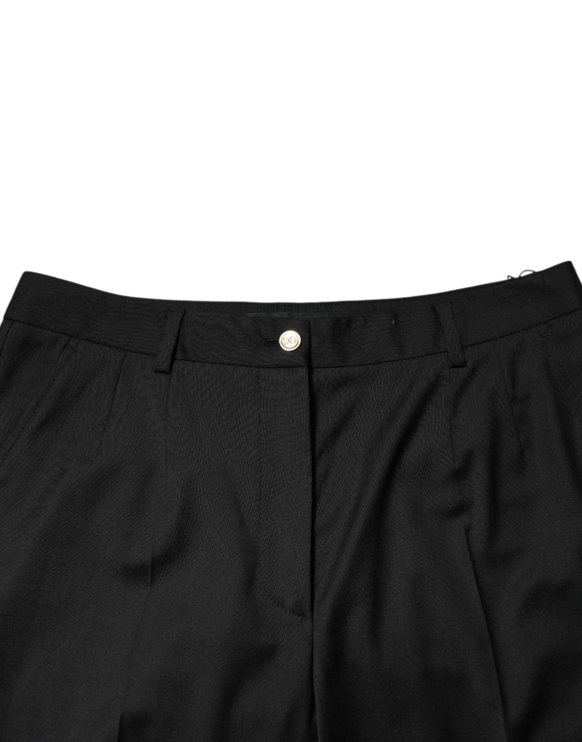 Dolce & Gabbana Black Polyester Tapered Women Trouser Women's Pants