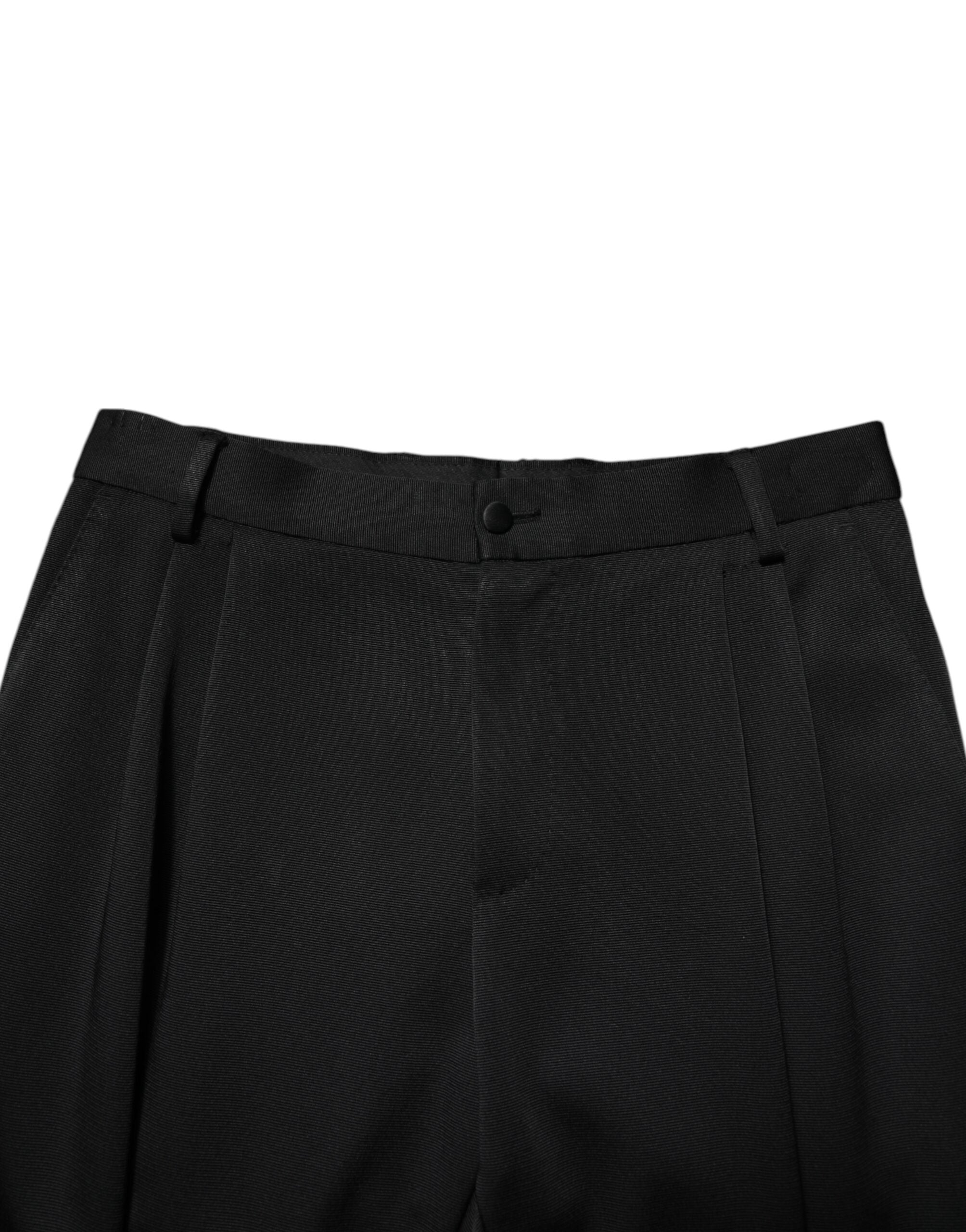 Dolce & Gabbana Black Acetate HighWaist Tapered Trouser Women's Pants (Pre-Owned)