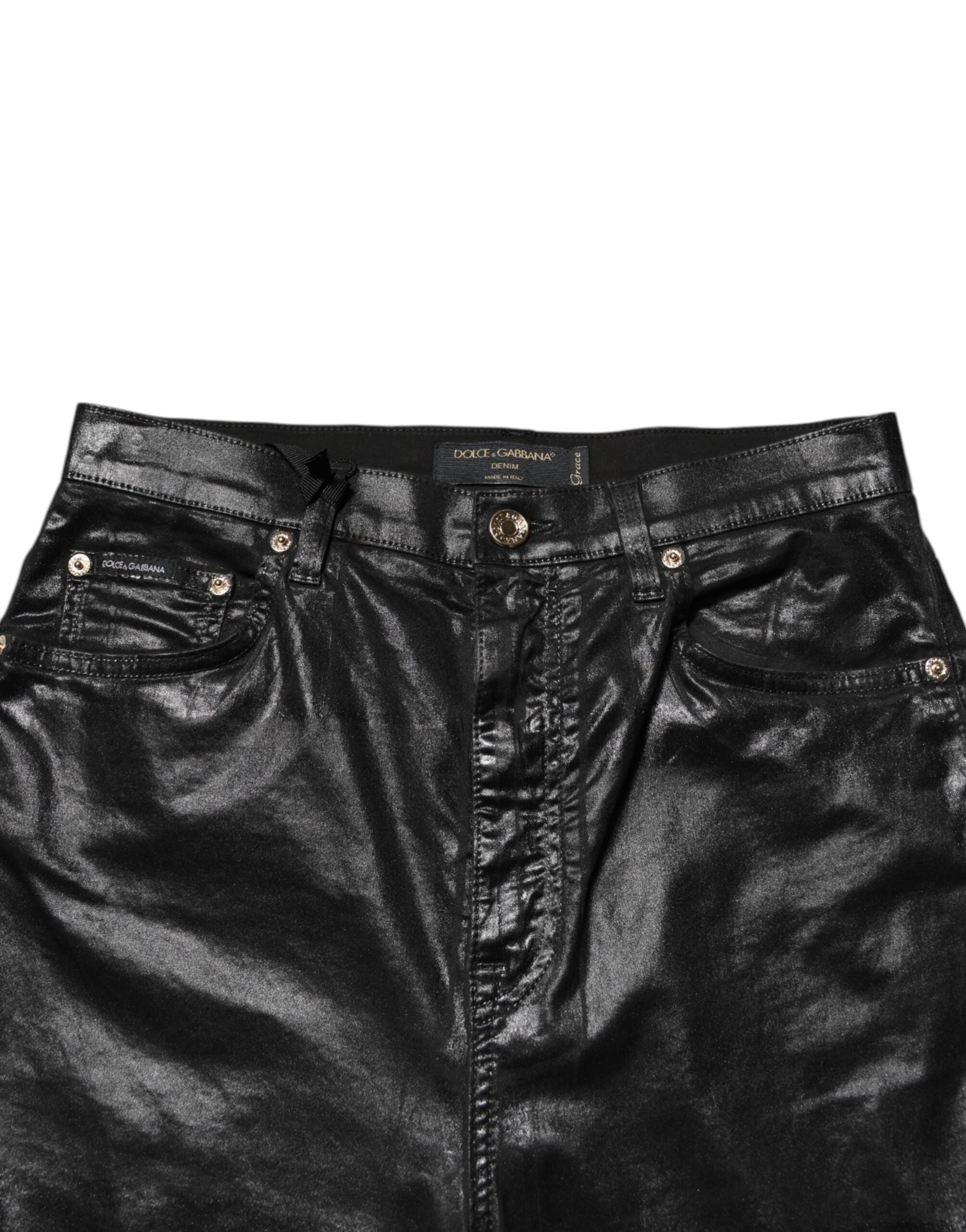 Dolce & Gabbana Black High Waist Skinny GRACE Denim Women's Jeans (Pre-Owned)