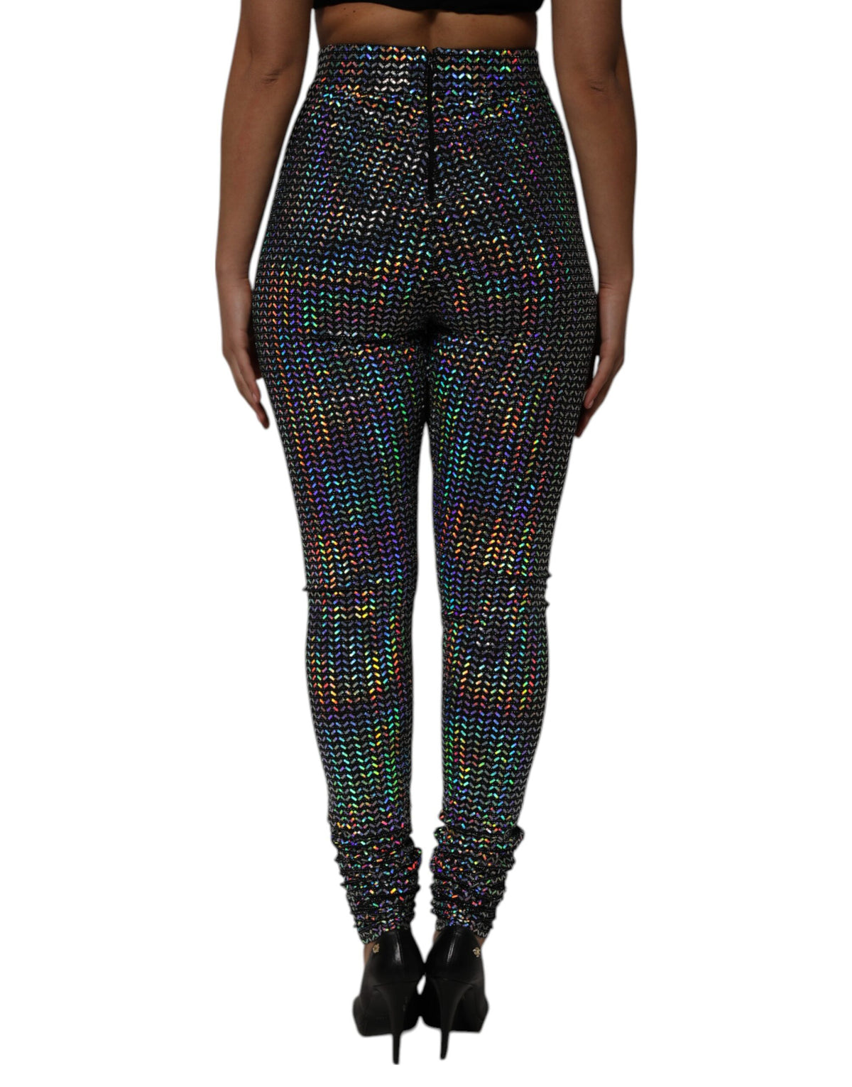 Dolce & Gabbana Multicolor Sequined Leggings Trouser Women's Pants (Pre-Owned)