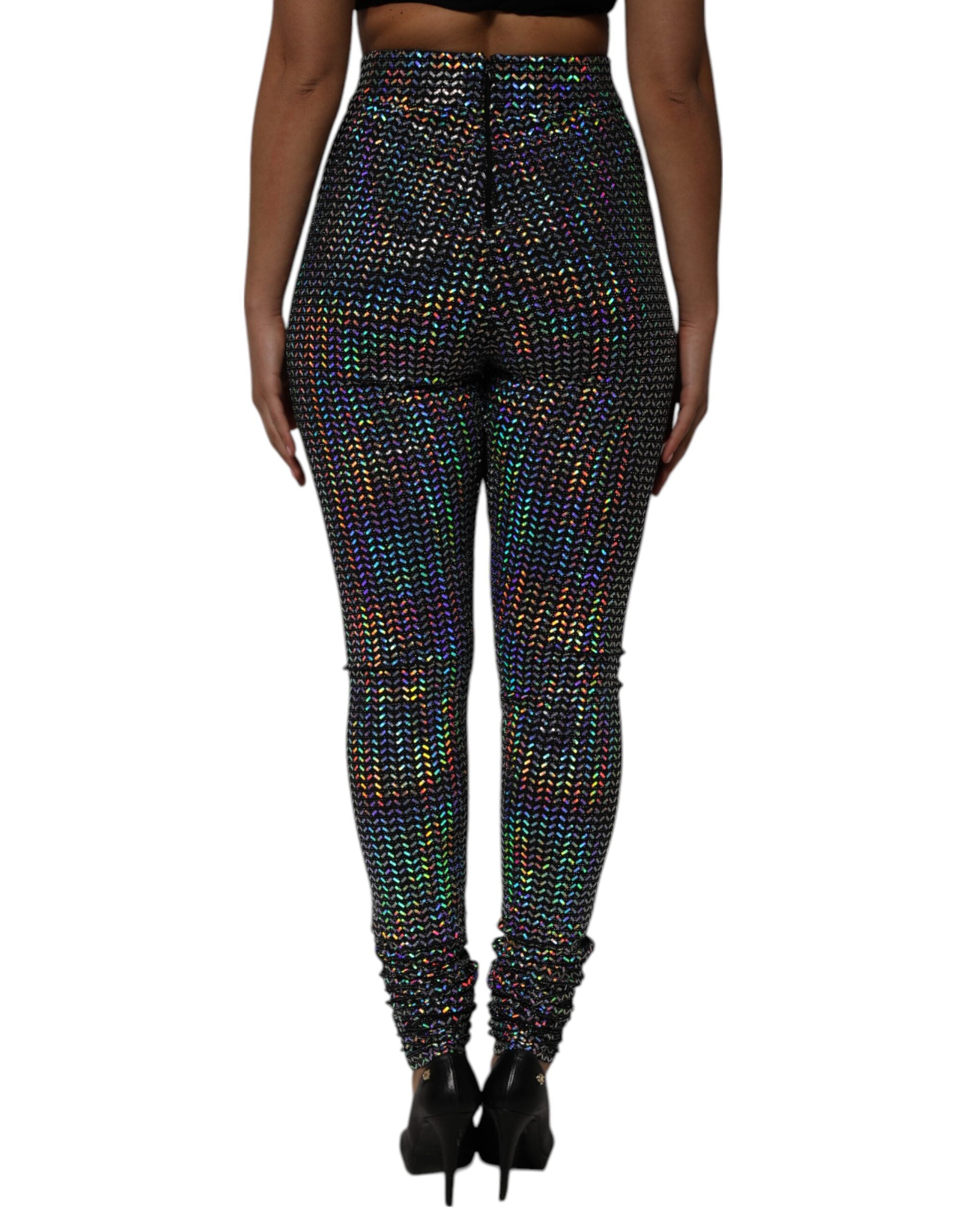 Dolce & Gabbana Multicolor Sequined Leggings Trouser Women's Pants (Pre-Owned)
