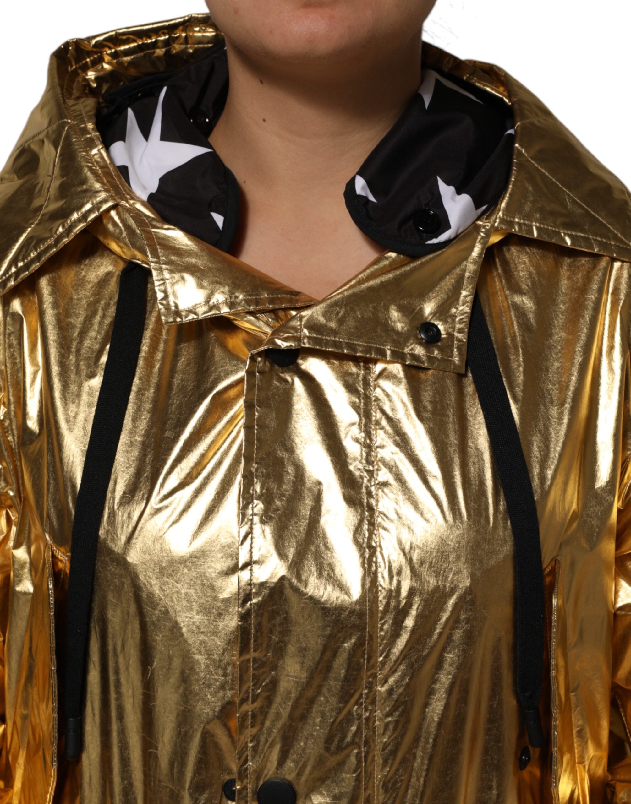 Dolce & Gabbana Gold Hooded Long Sleeves Trench Coat Women's Jacket
