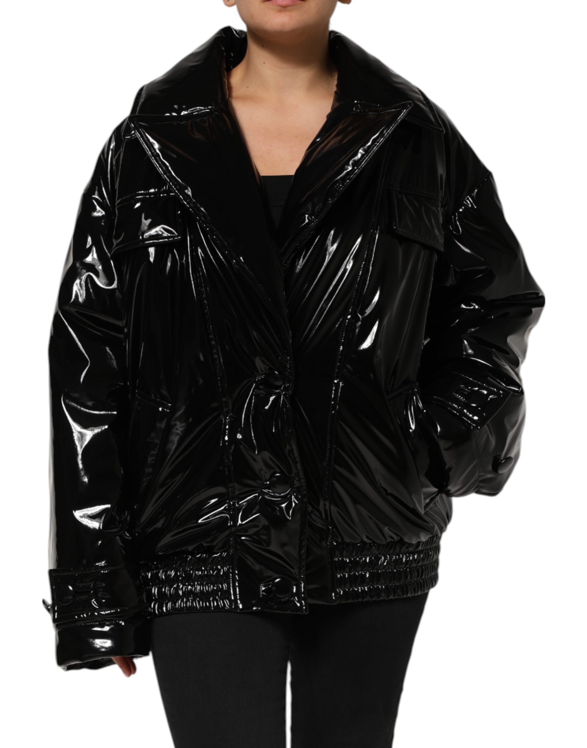 Dolce & Gabbana Polyester Black Quilted Puffer Coat Women's Jacket