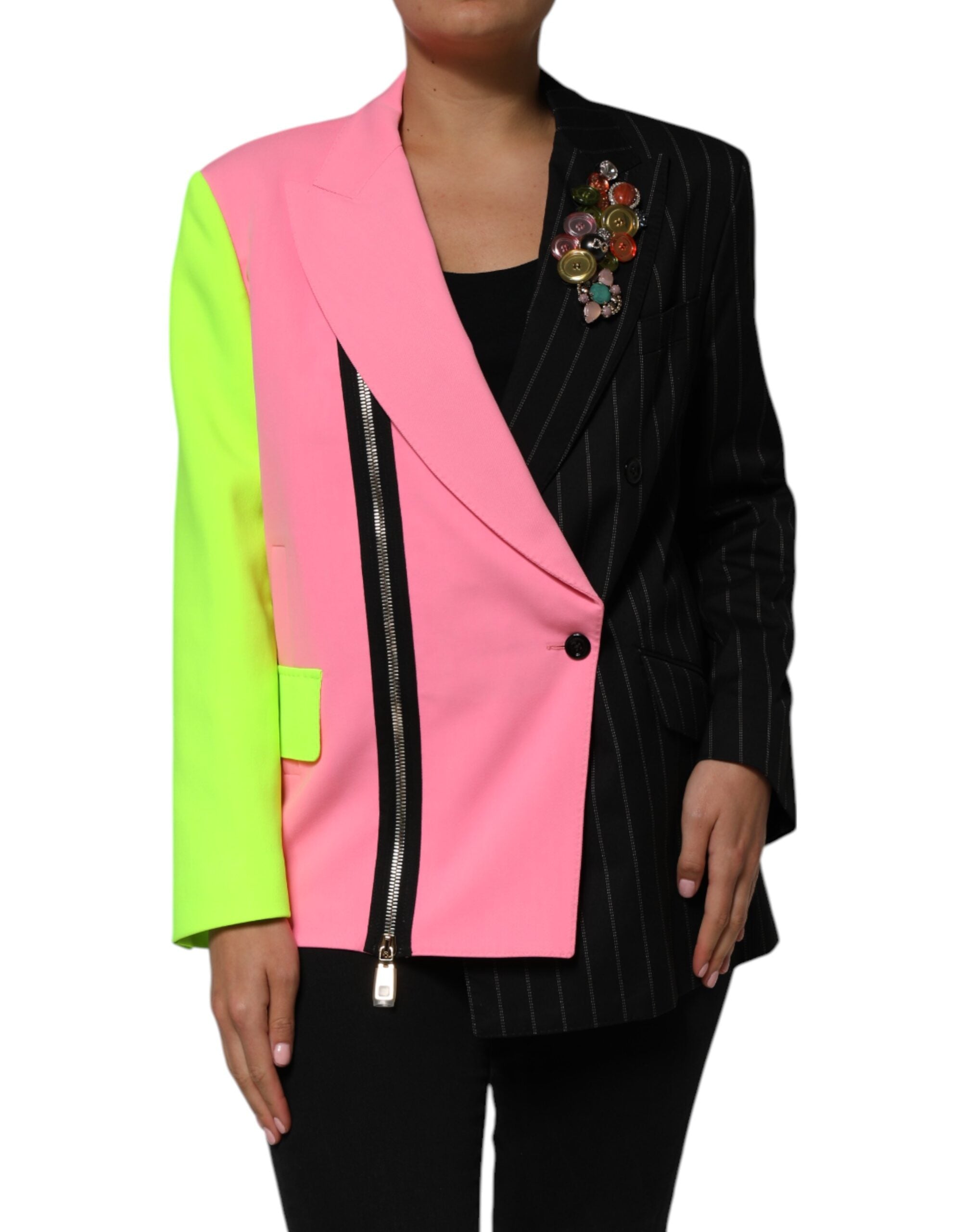 Dolce & Gabbana Multicolor Patchwork Embellished Coat Women's Jacket