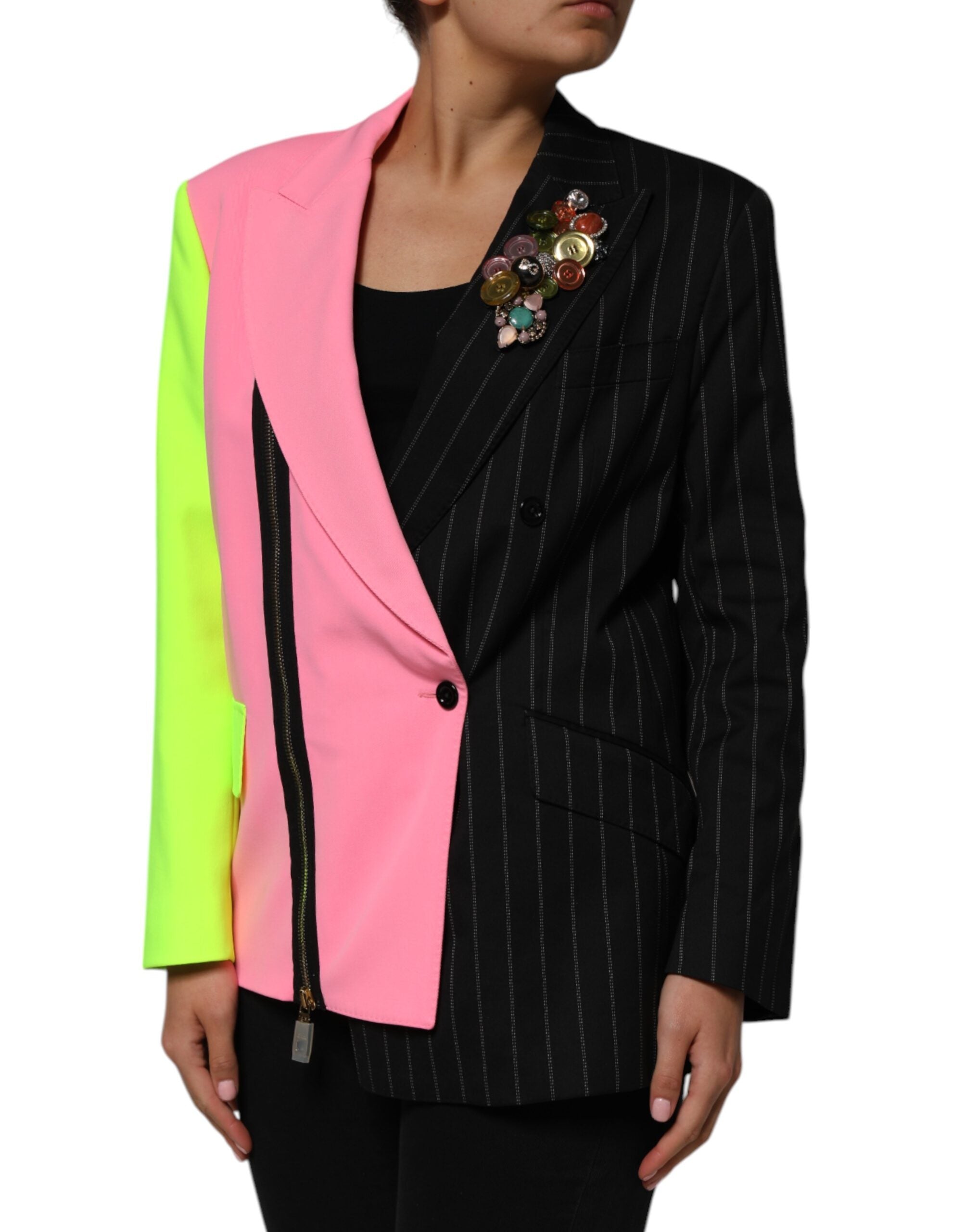 Dolce & Gabbana Multicolor Patchwork Embellished Coat Women's Jacket