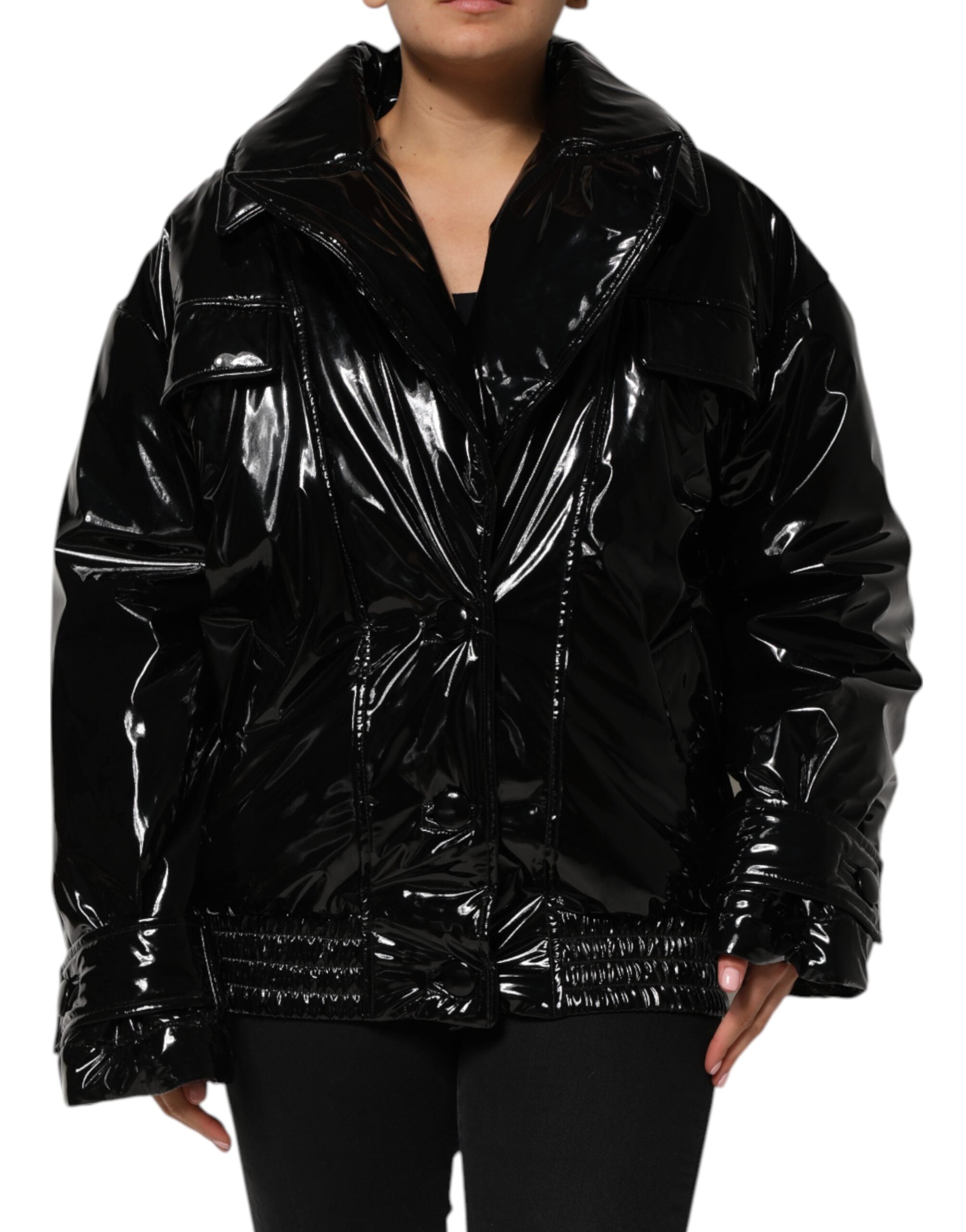 Dolce & Gabbana Black Polyester Quilted Puffer Coat Women's Jacket