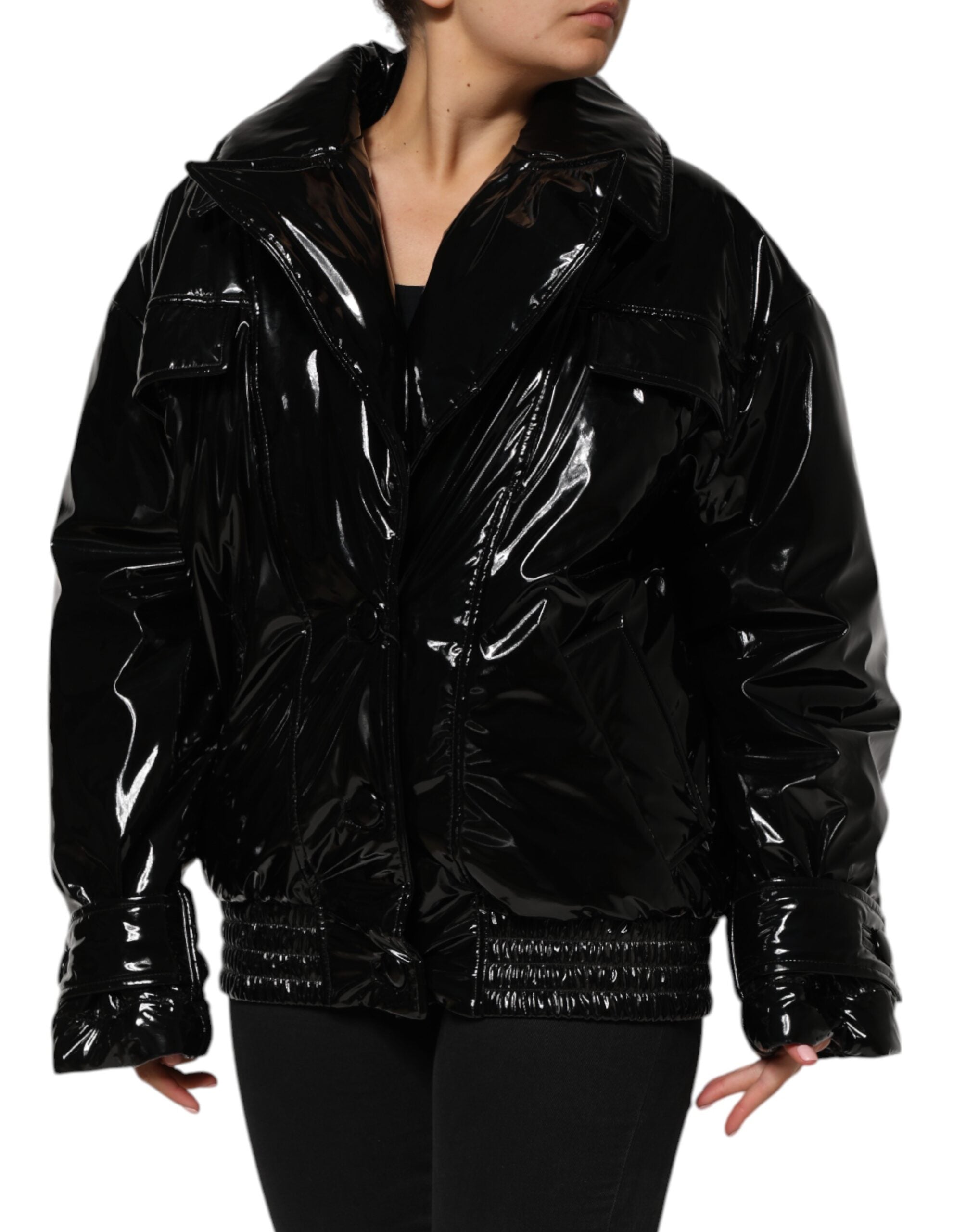 Dolce & Gabbana Black Polyester Quilted Puffer Coat Women's Jacket