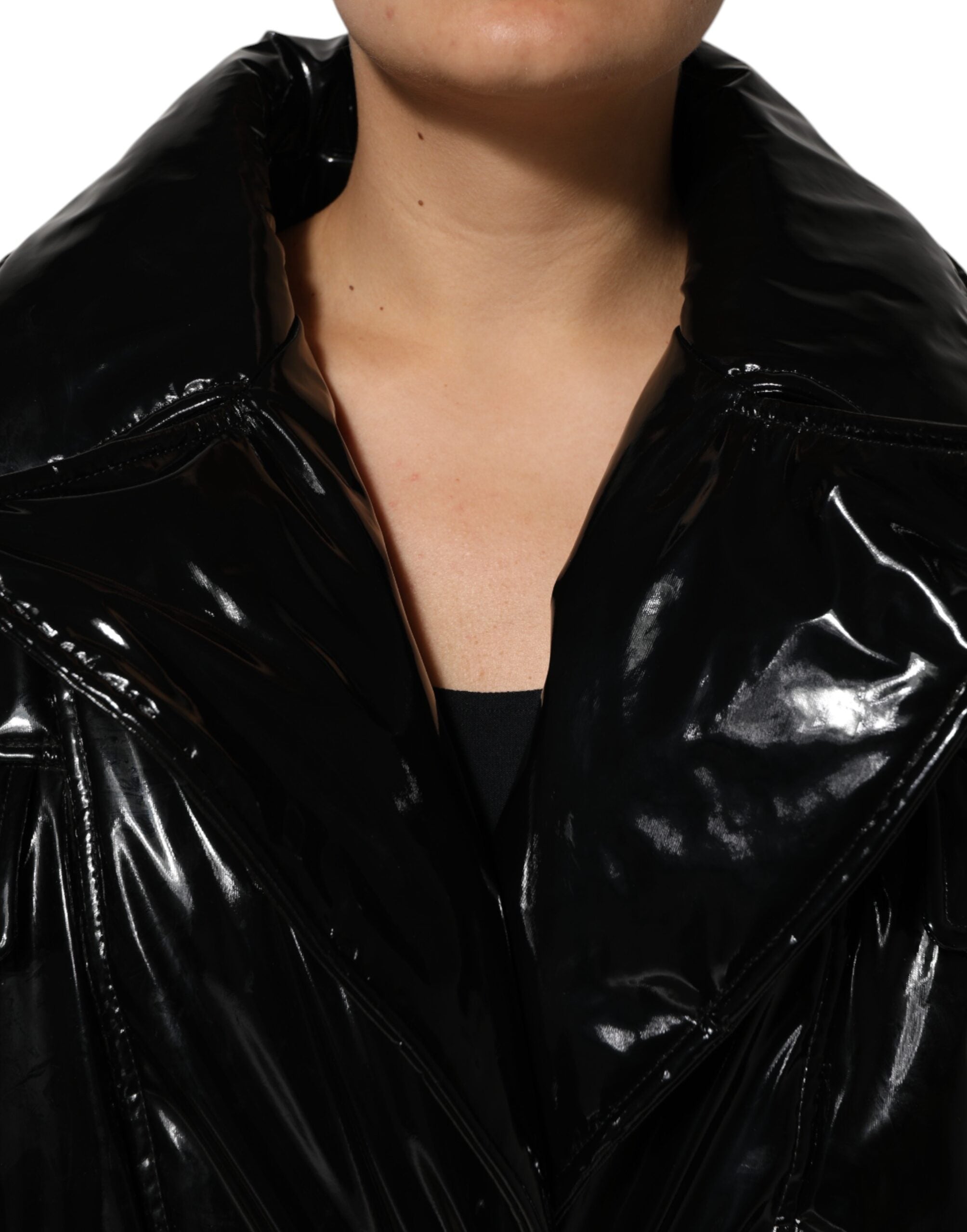 Dolce & Gabbana Black Polyester Quilted Puffer Coat Women's Jacket
